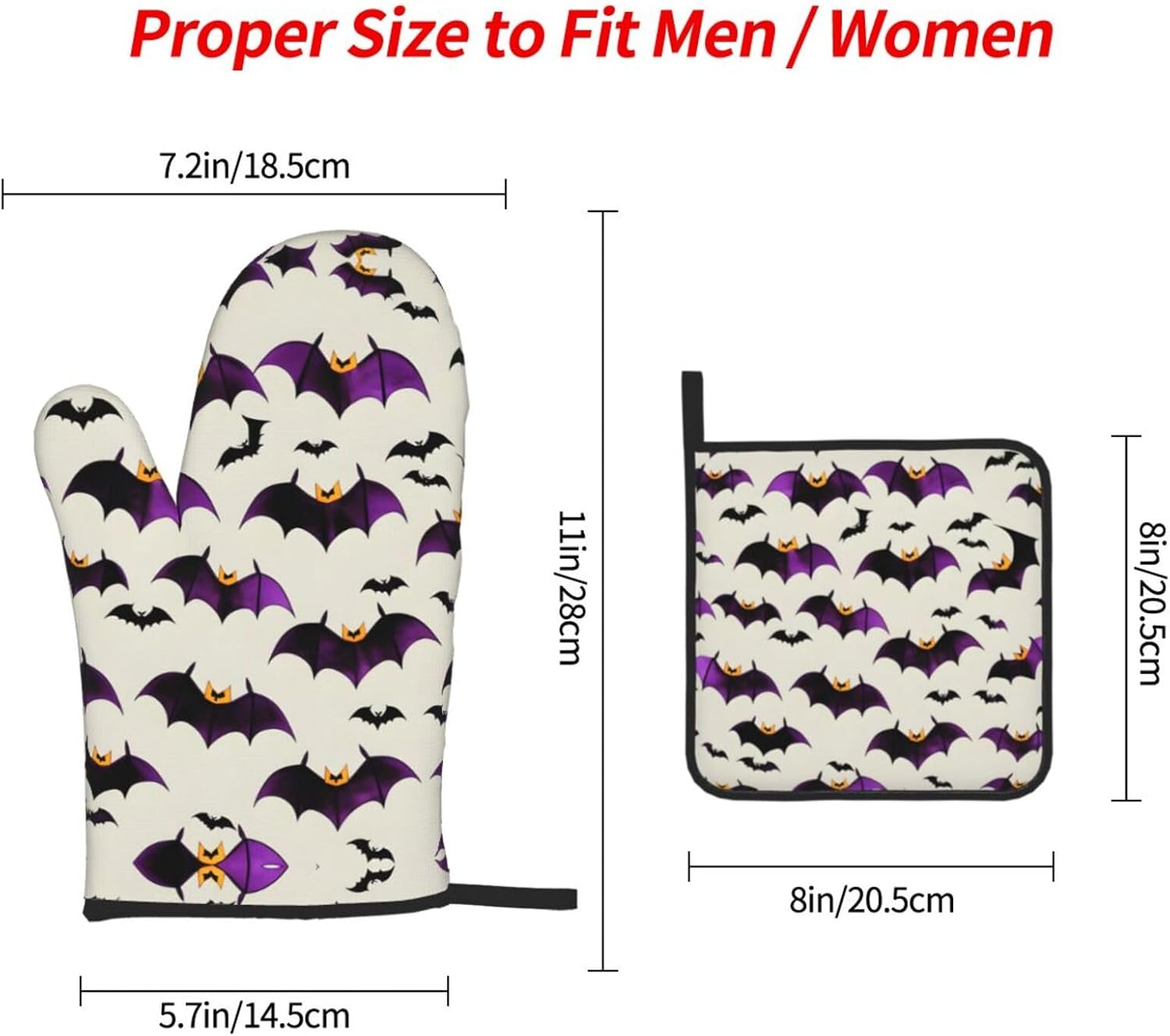Halloween Flying Bat Oven Mitts And Pot Holders