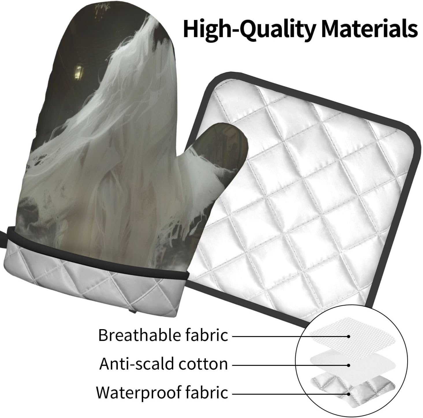 Oven Mitts Set Ghostly Heat Resistant Halloween Decor