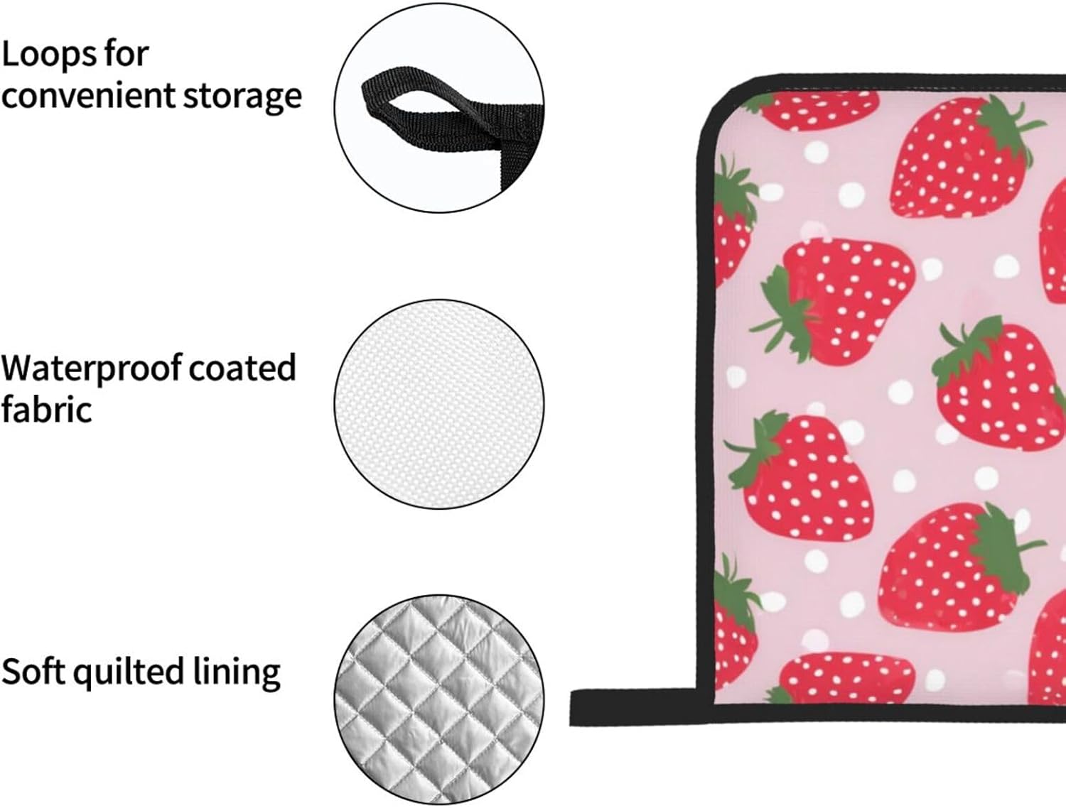 Strawberry-Printed Oven Mitts Pot Holders Set