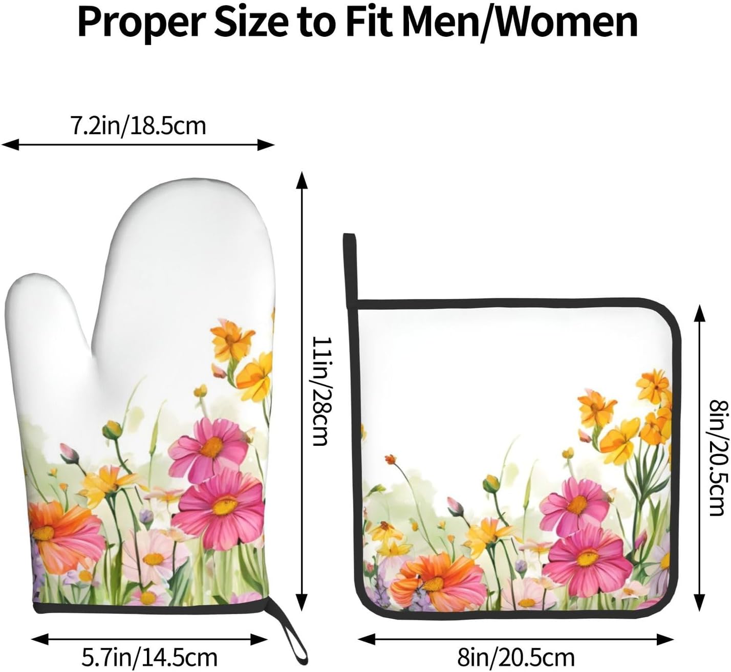 Cooking Casting Covered Quopvn Iris Flower Butterfly Printed Oven Mitt Set