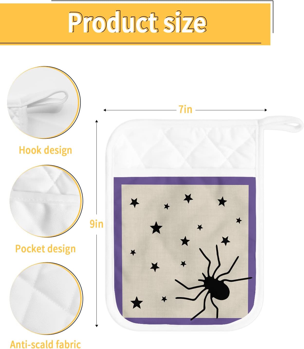 Halloween Creepy Creepy Bat pot holders set of 5