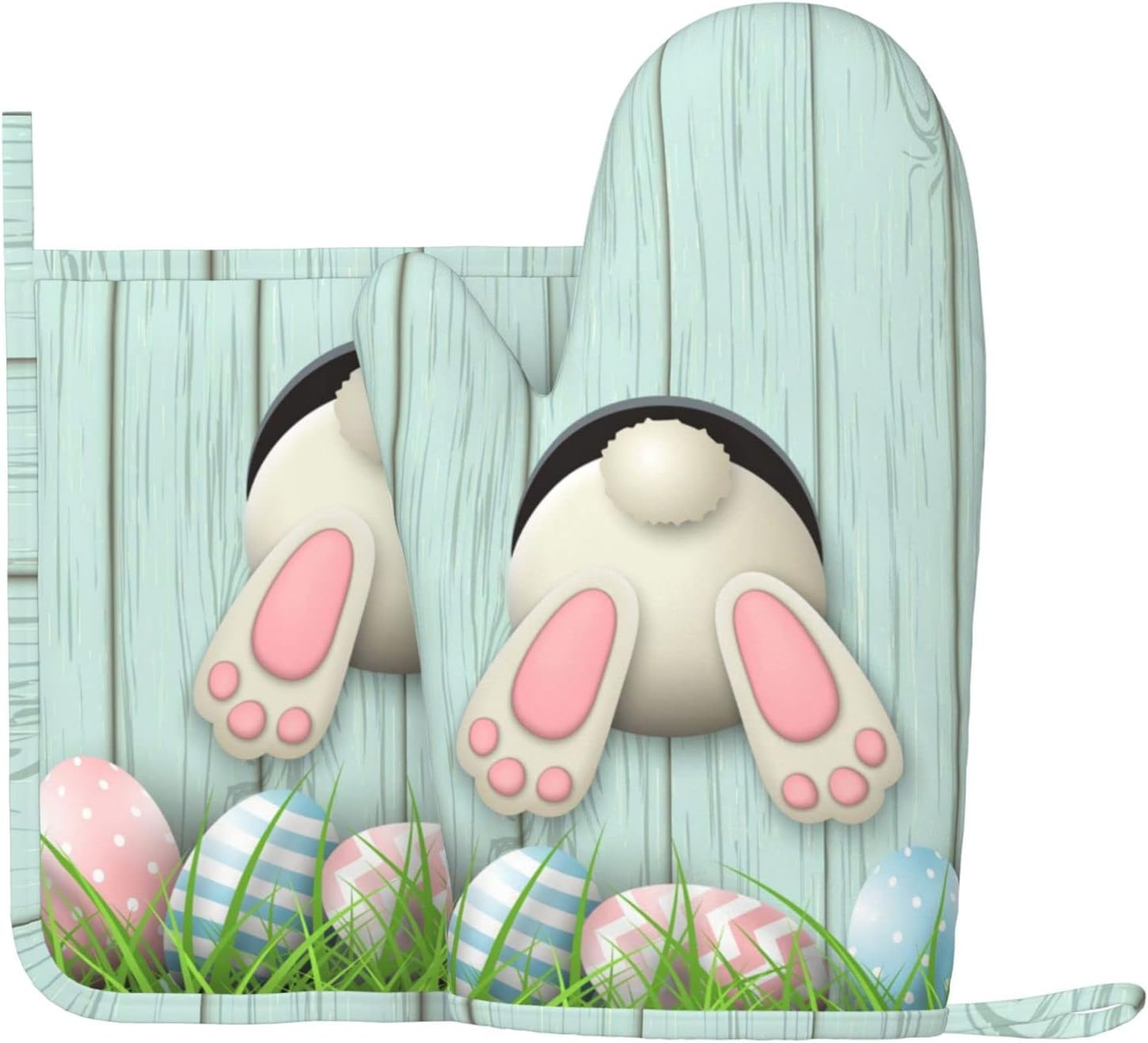 Easter Bunny Oven Mitts Set of 2 - White Adorn Your Kitchen