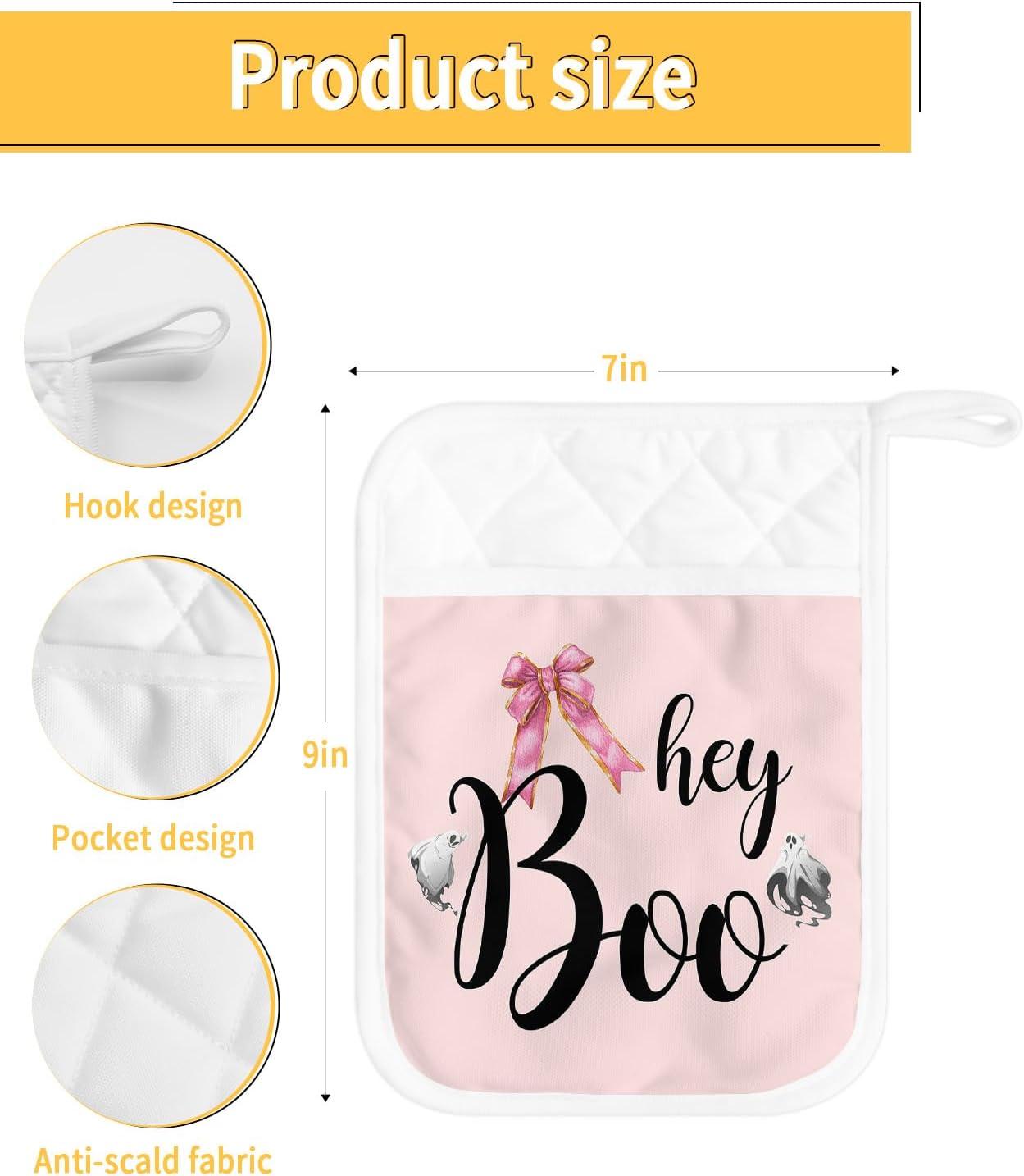 Falaniique Halloween 3Pcs Pot Holders with Pocket