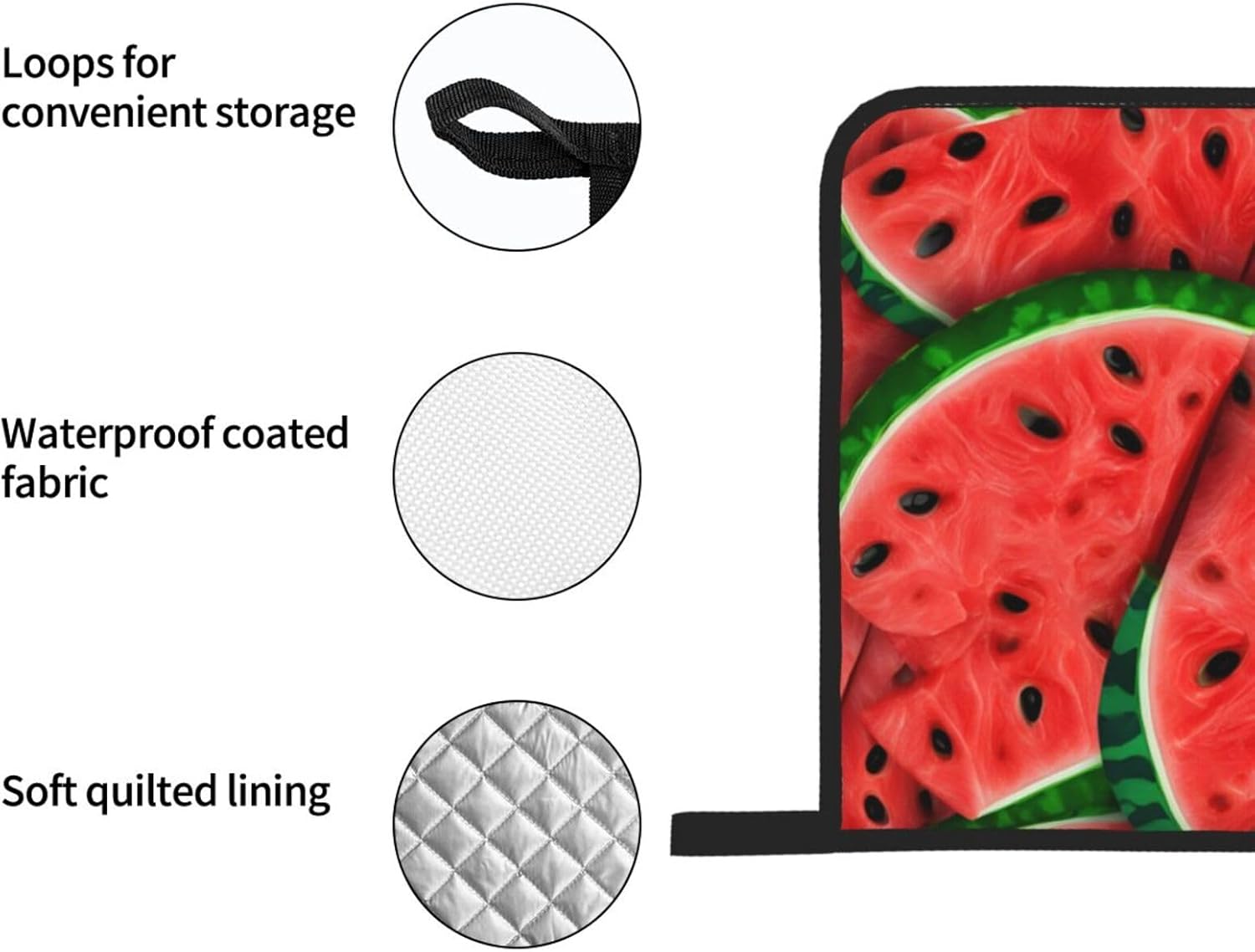 Quopvn Red Watermelon Printed Oven Mitts and Pot Holders 4-Piece Set