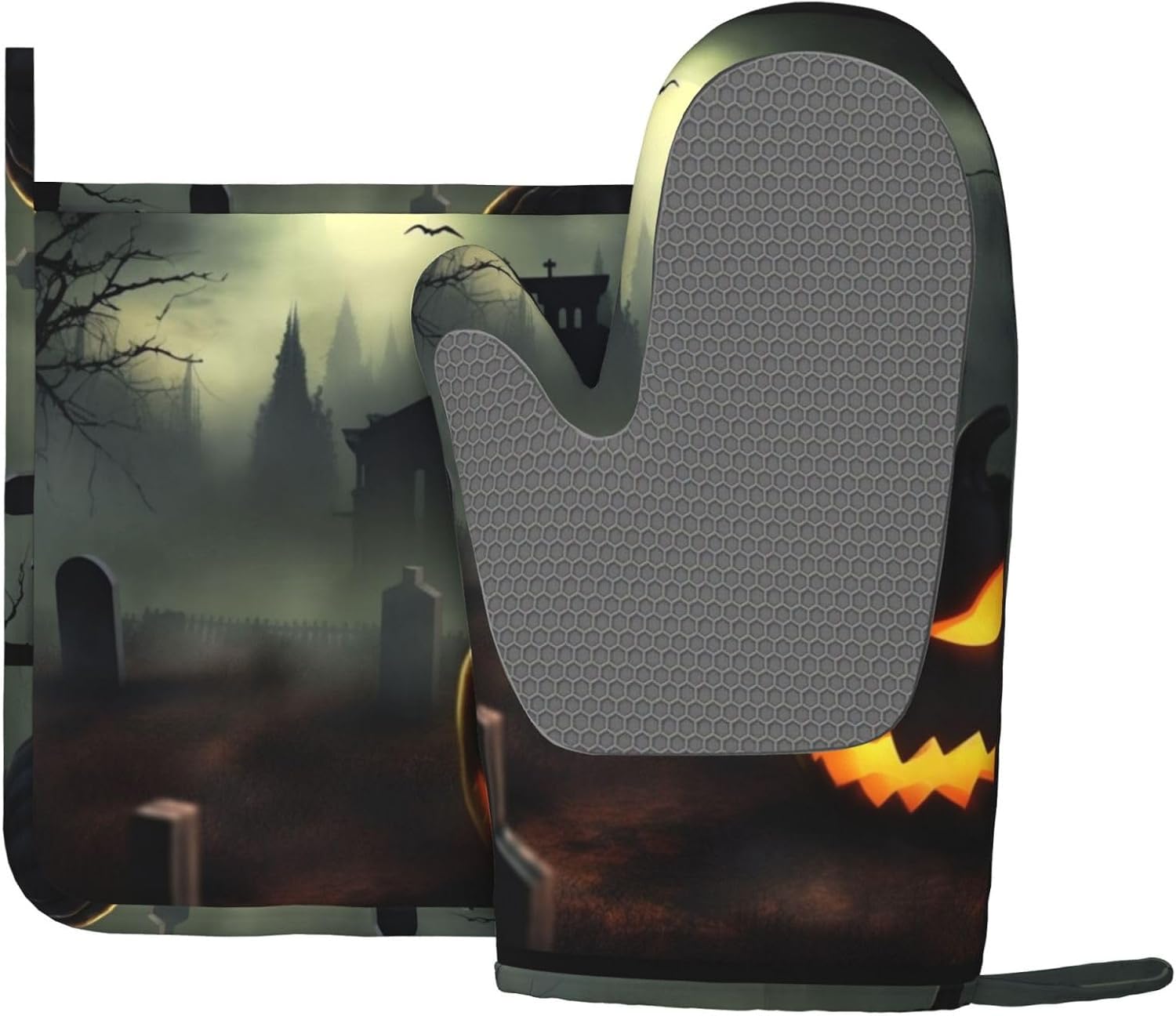 Trusted Halloween Horror Silicone Oven Mitts Pot Holders Set of 2