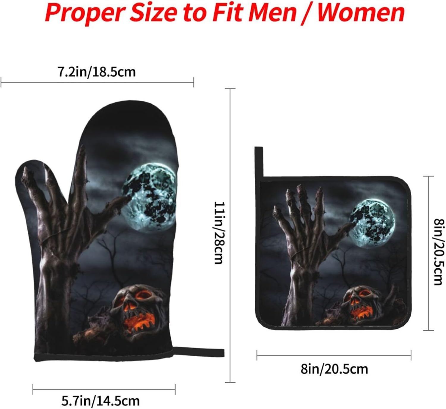 HD Halloween Zombie printed Oven Mitts Pot Holders