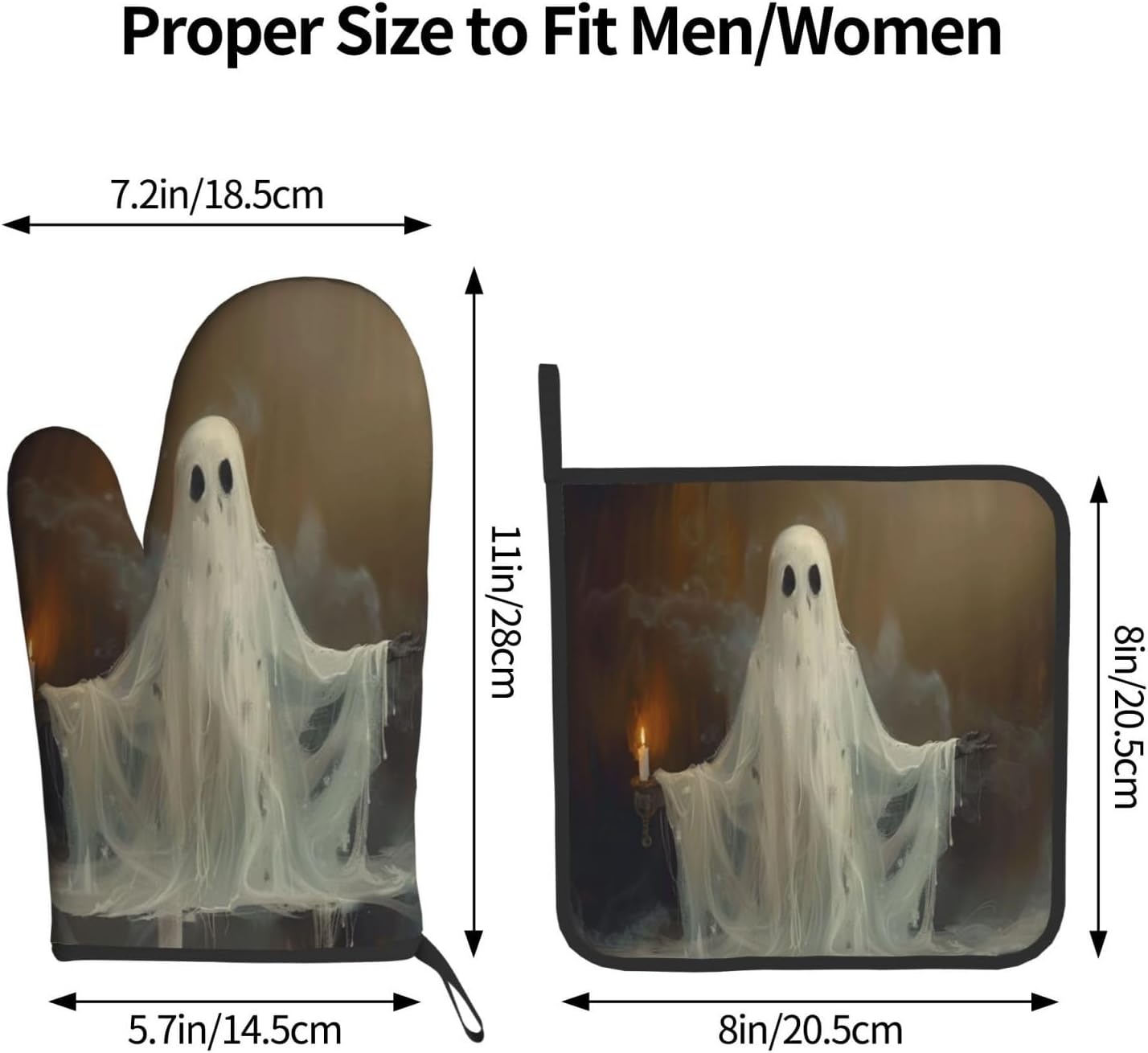 Gjieliness Halloween Ghost and Candle Oven Mitts Set