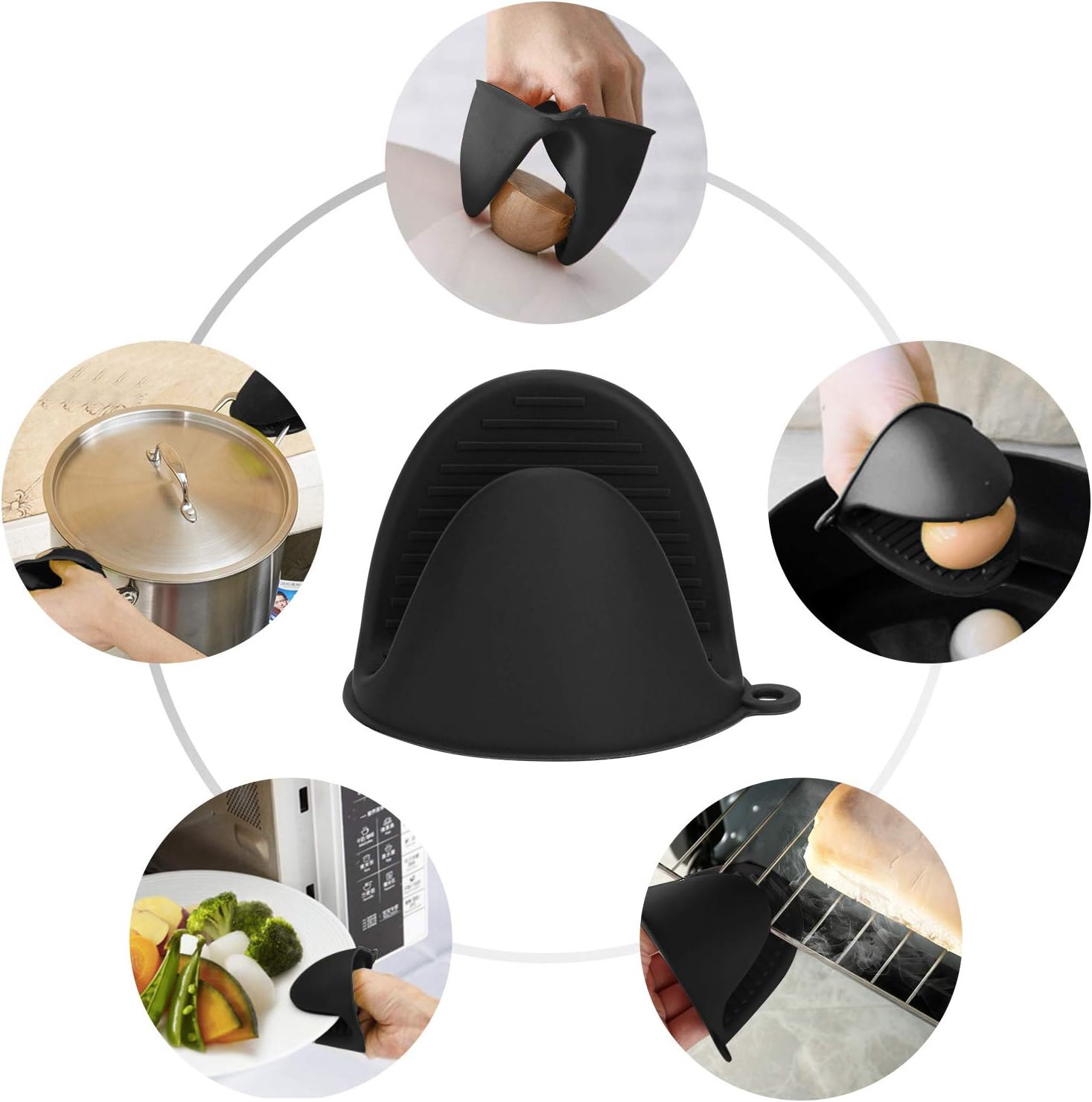 Tifanso Silicone Oven Mitts Set 1 Pair Black