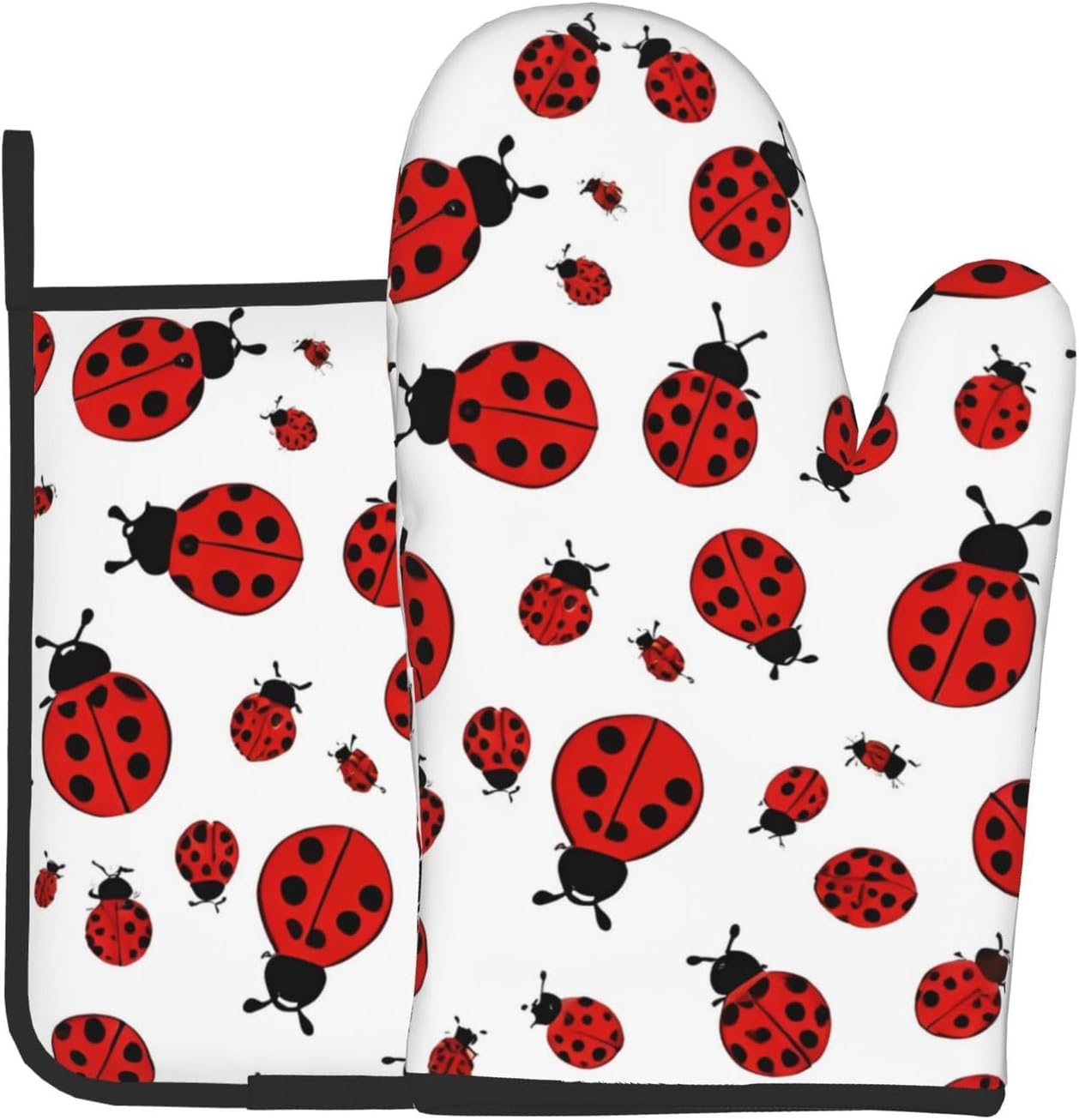 Quopvn Ladybug Oven Mitts and Pot Holders 2pcs Set