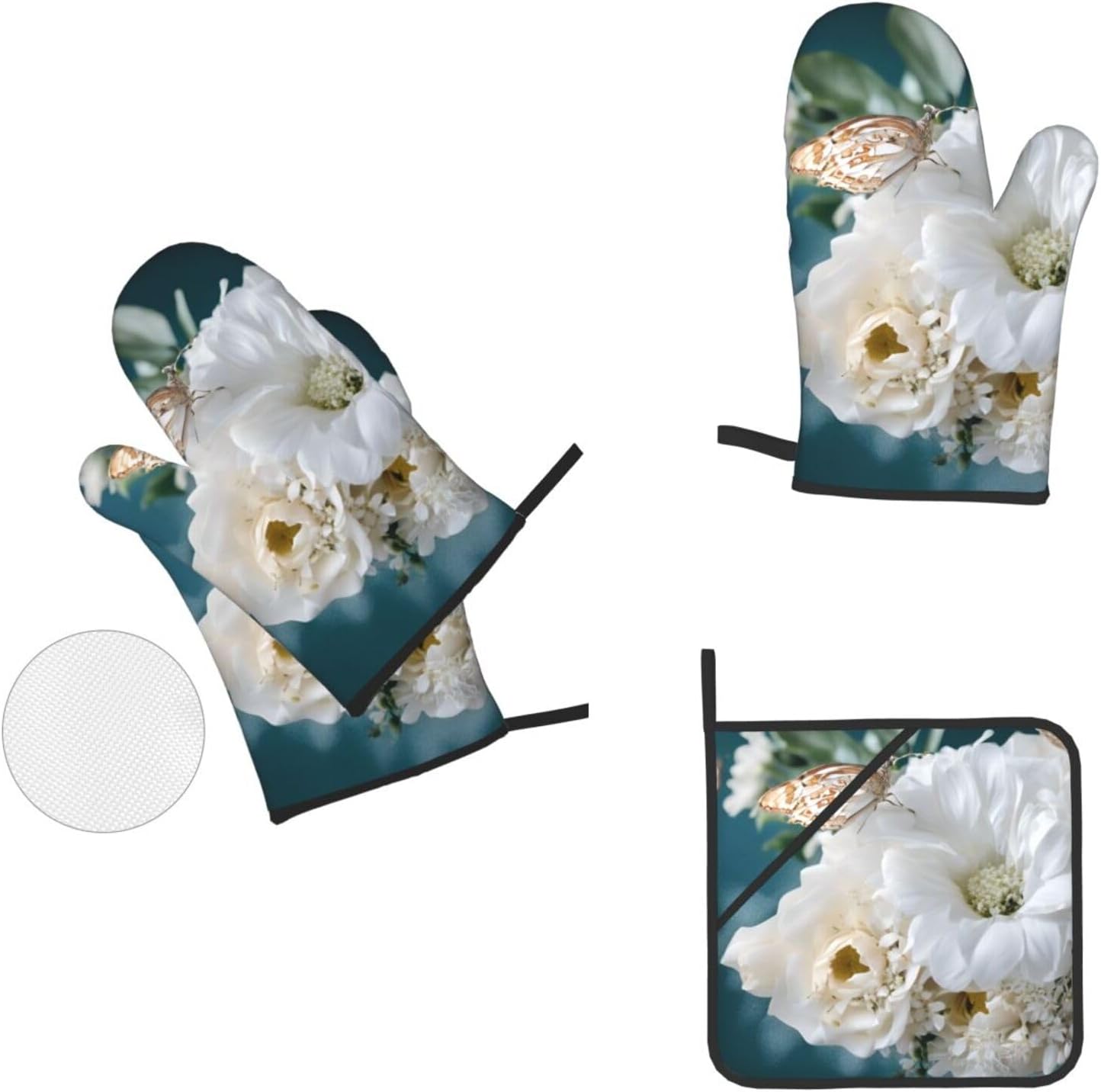 Heat-Resistant Oven Mitt Pot Holder 4-Piece Set