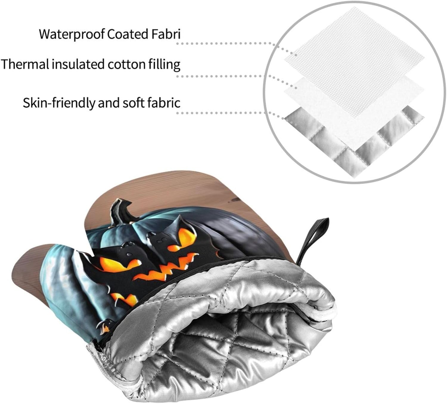 Halloween Bat Pumpkin Oven mitts and DUPI pot holders durability cooking set