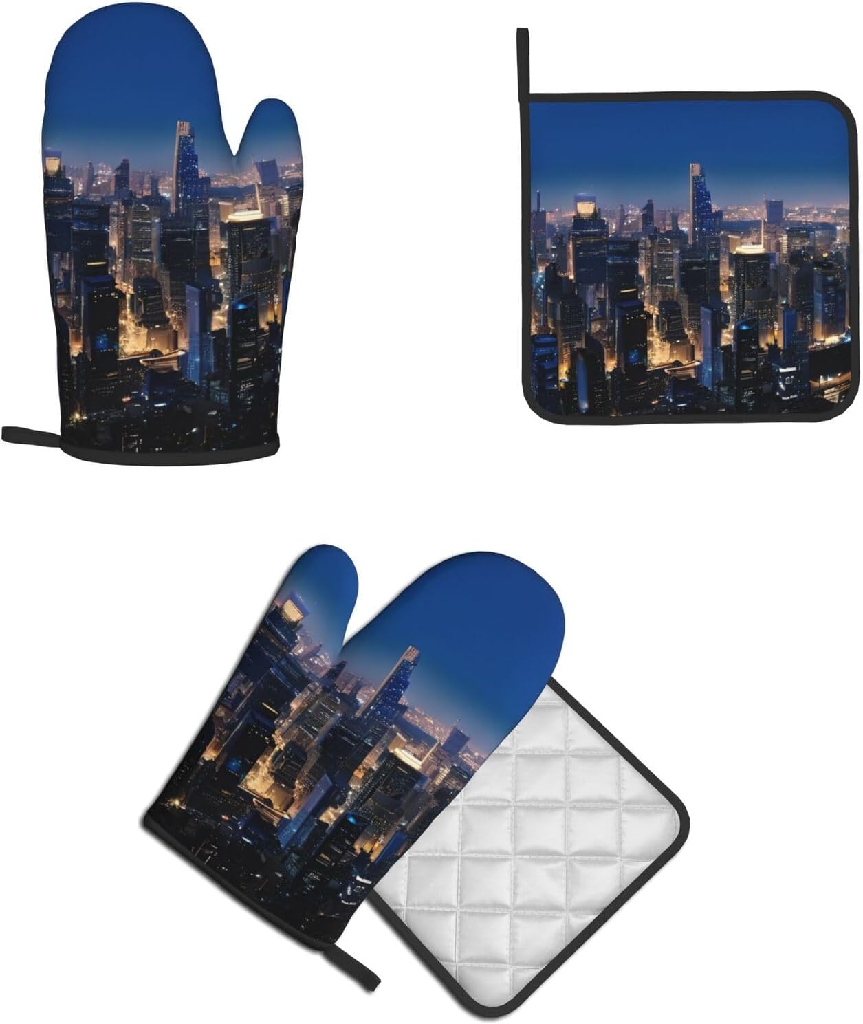 Los Angeles Skyline Prints Oven Mitt Pot Holder Set