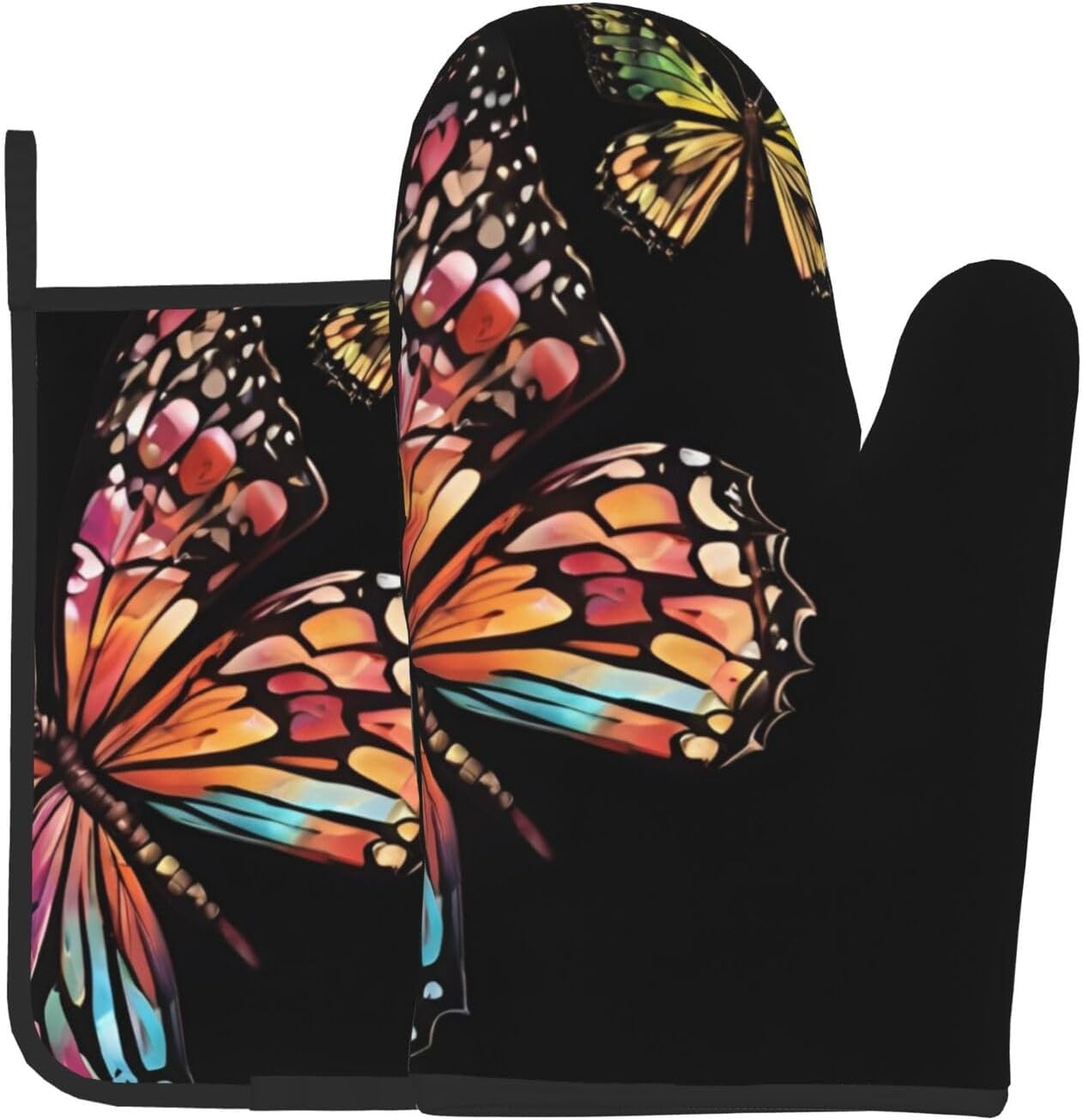 Pretty Butterfly-printed Oven Mitt Pot Holder Set
