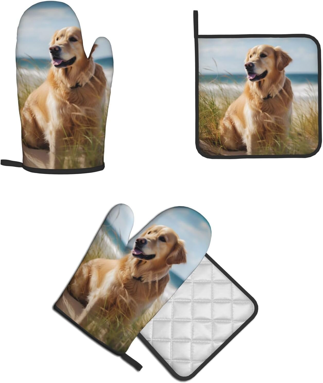 Golden Retriever Oven Mitts and Pot Holders Quopvn