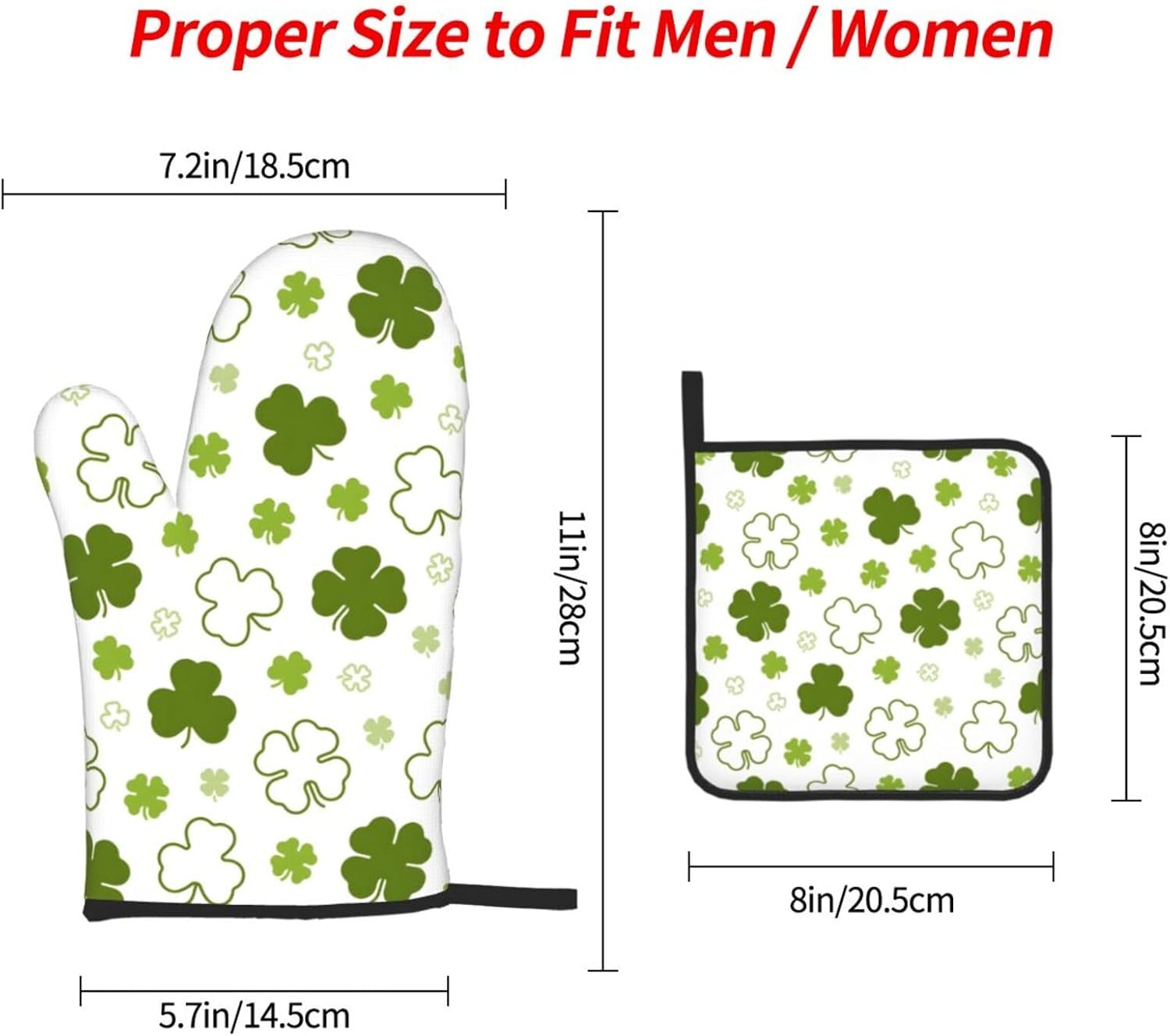 St Patricks Day Heat-Resistant Oven Mitts Poholders Set