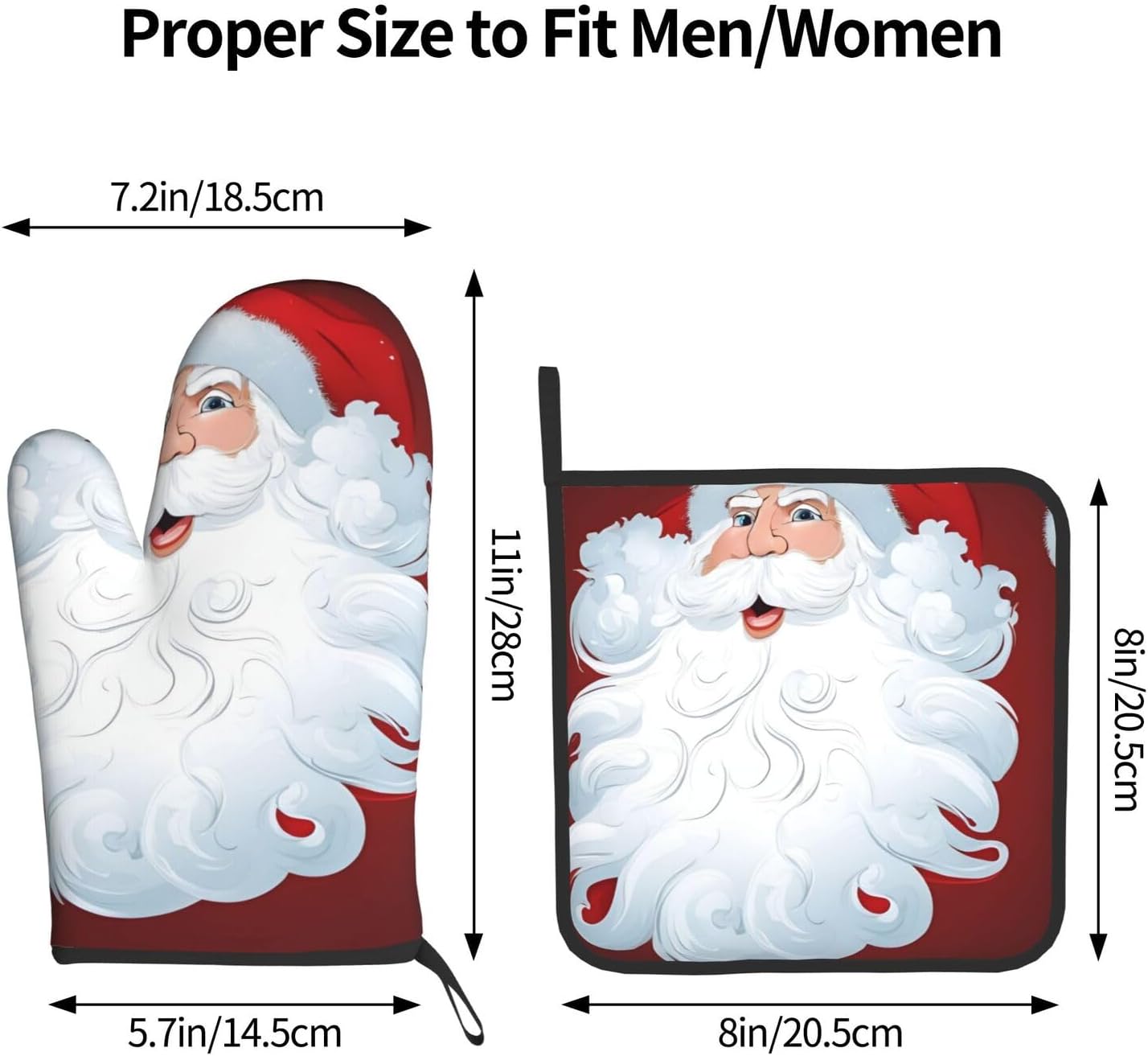 Christmas Day Printed Oven Mitts and Pot Holders 2 Piece Set