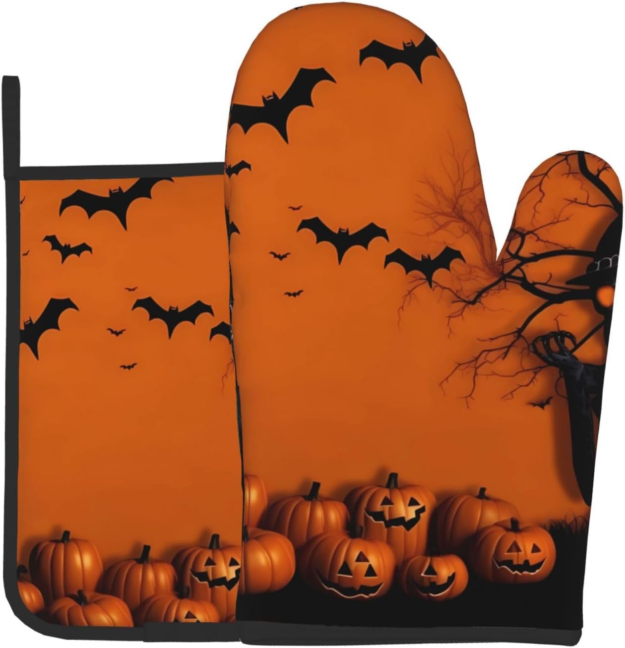 Orange Halloween Oven Mitts Set of 2