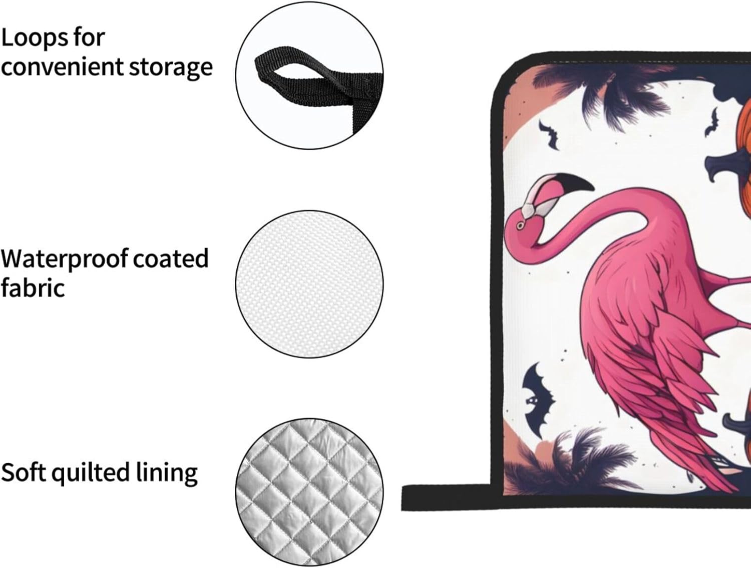 YYHHAOFA Halloween Flamingo Kitchen Baking Four-Piece Set