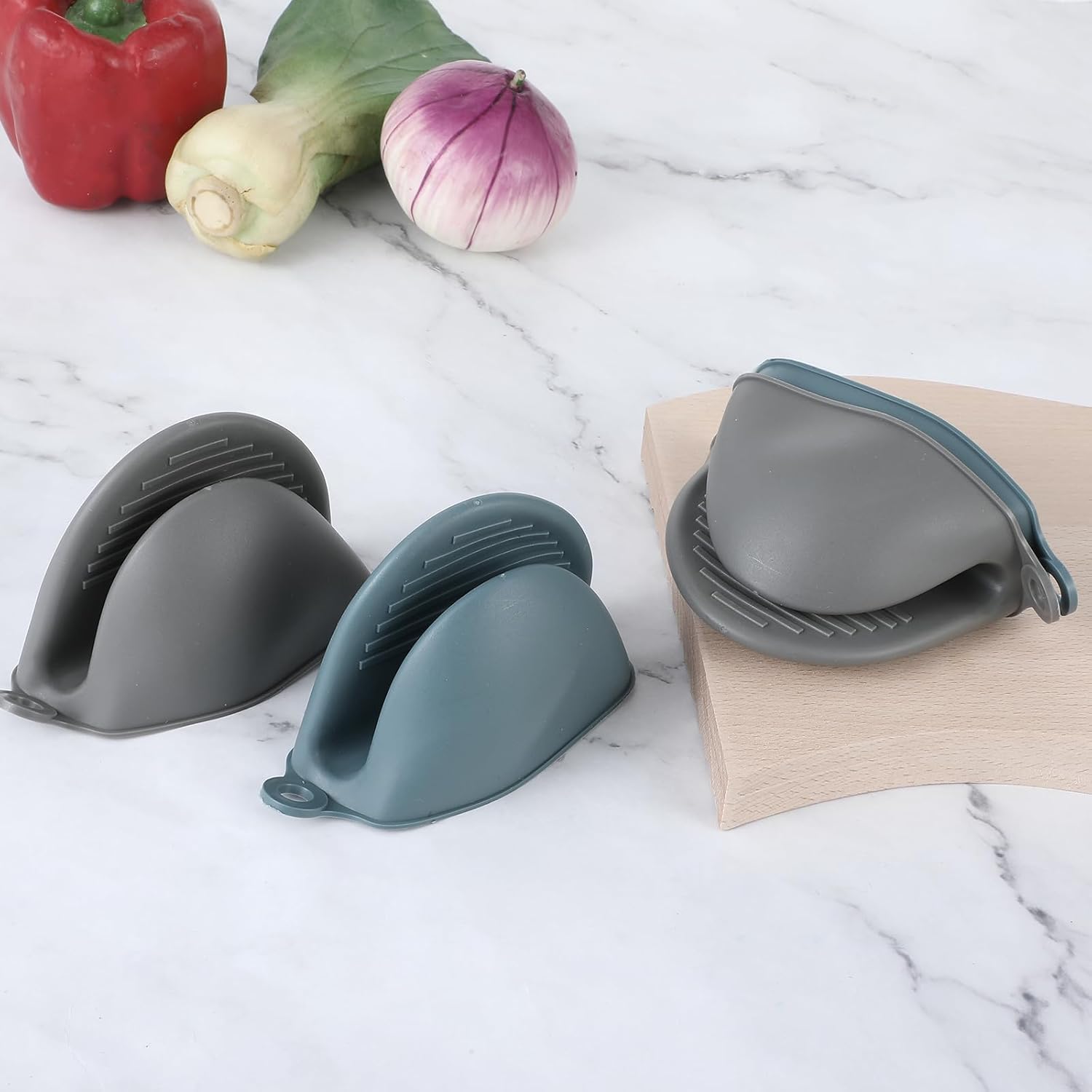 JIYIN 4PCS Silicone Oven Mitts Heat-Resistant Durable Kitchen Pots Poo