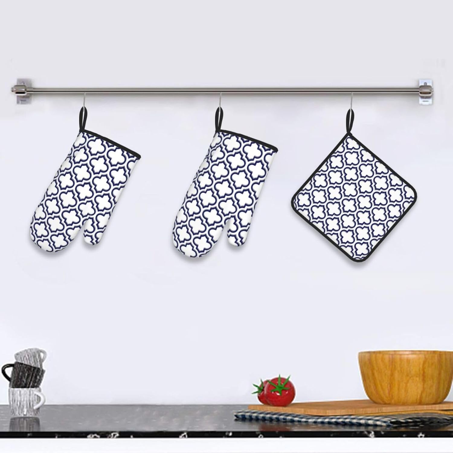 Jinoarob 3-Piece Oven Mitt and Pot Holder Set Heat Resistant Kitchenware