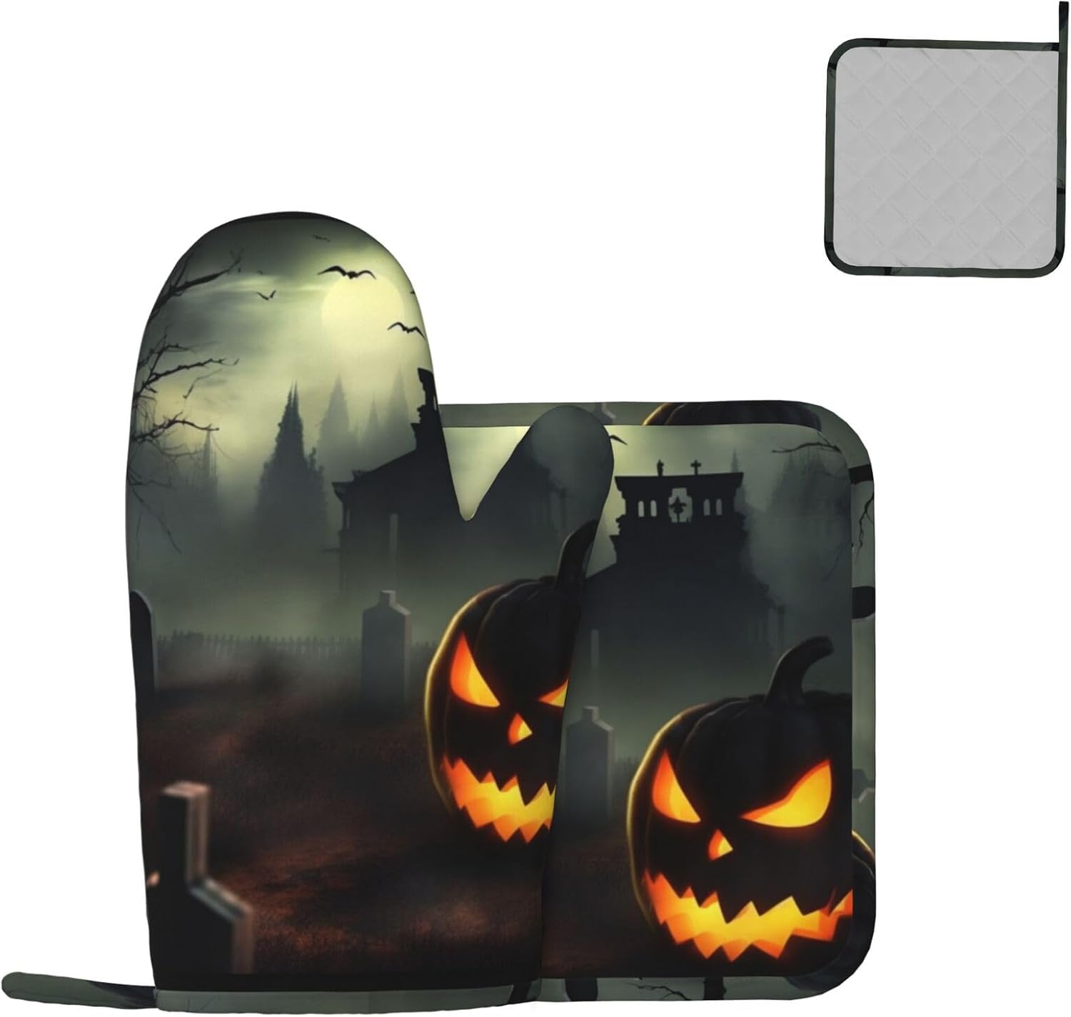 Trusted Halloween Horror Silicone Oven Mitts Pot Holders Set of 2