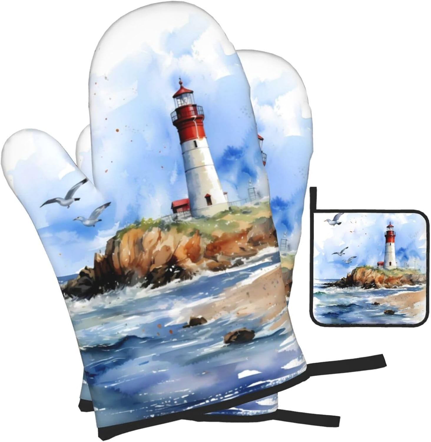 DXTKWL 3-Piece Heat-Resistant Oven Mitts Pot Holders for Safe Cooking