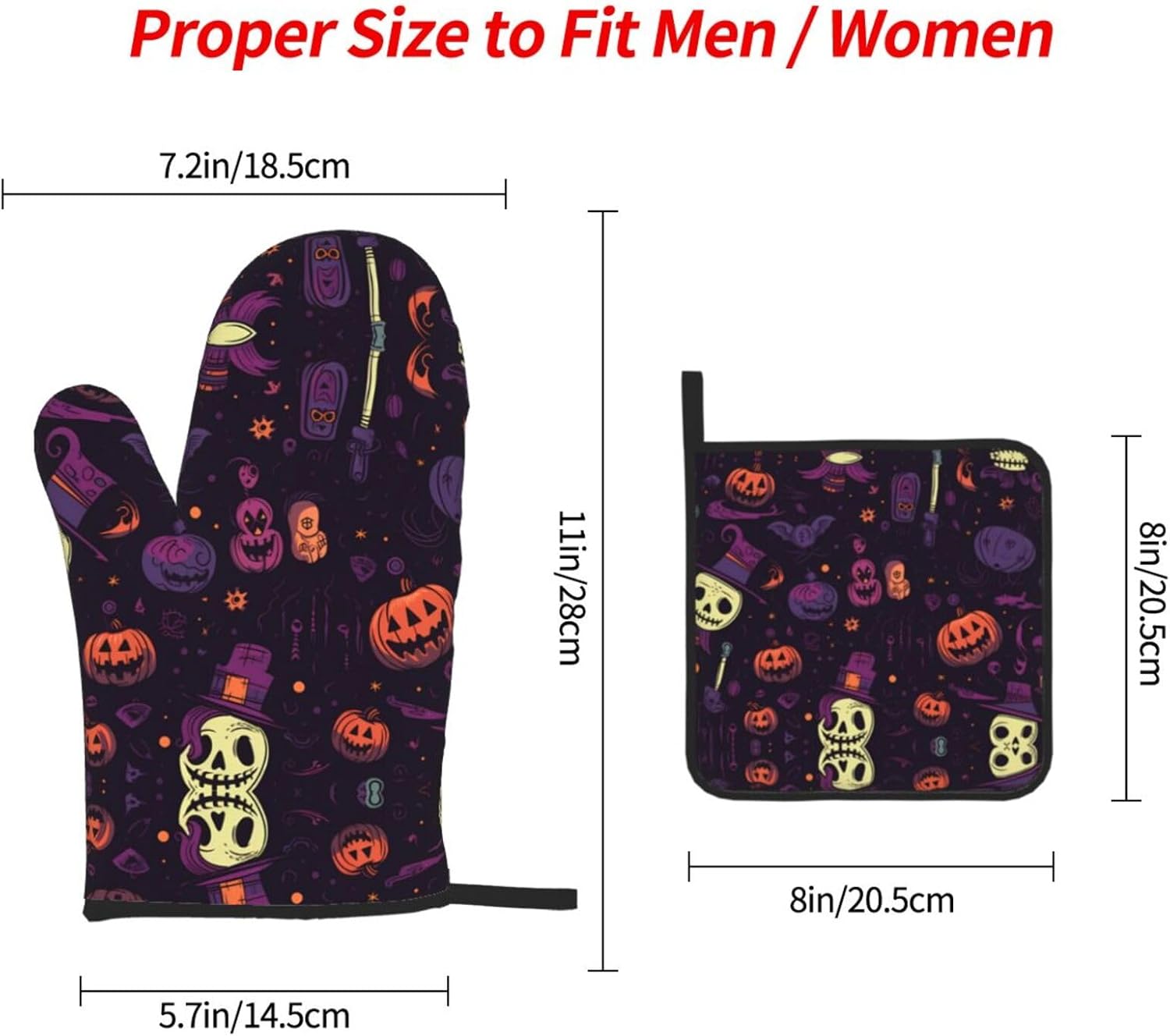 Halloween-Themed Heat-Protective Oven Mitts Set