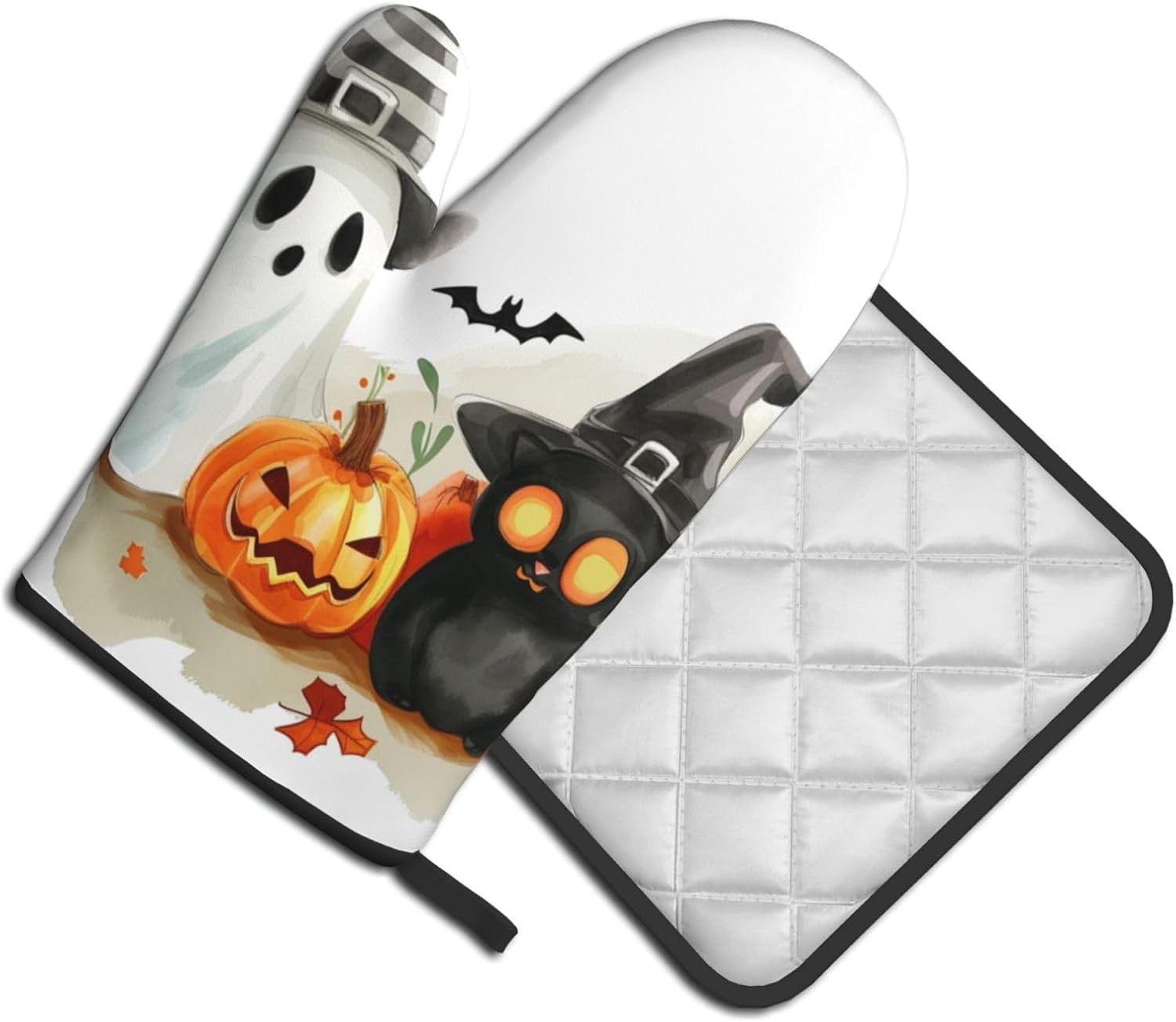 Cute Halloween Ghost Oven Mitts Set