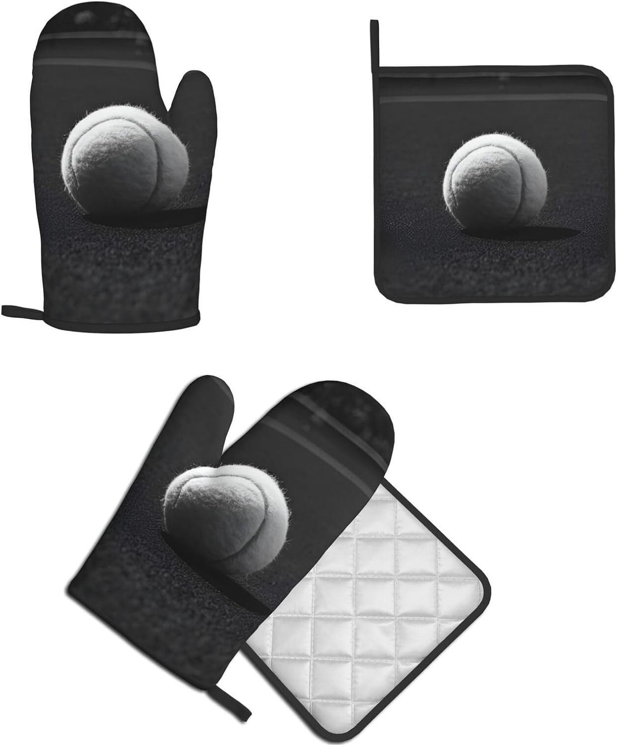 Baseball Print Oven Mitts Set