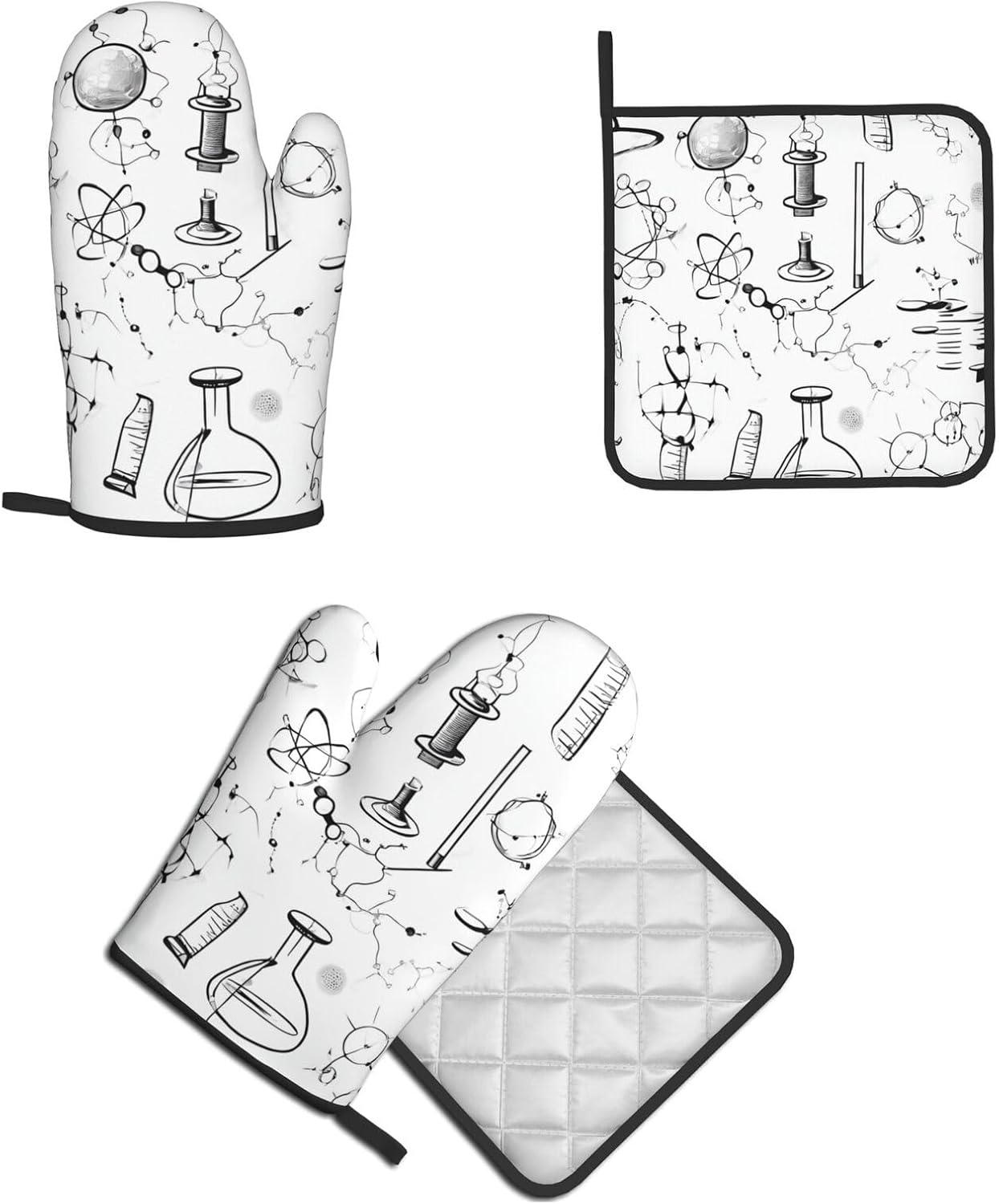 Quopvn Chemistry Print Oven Mitts and Pot Holders 2pcs Set