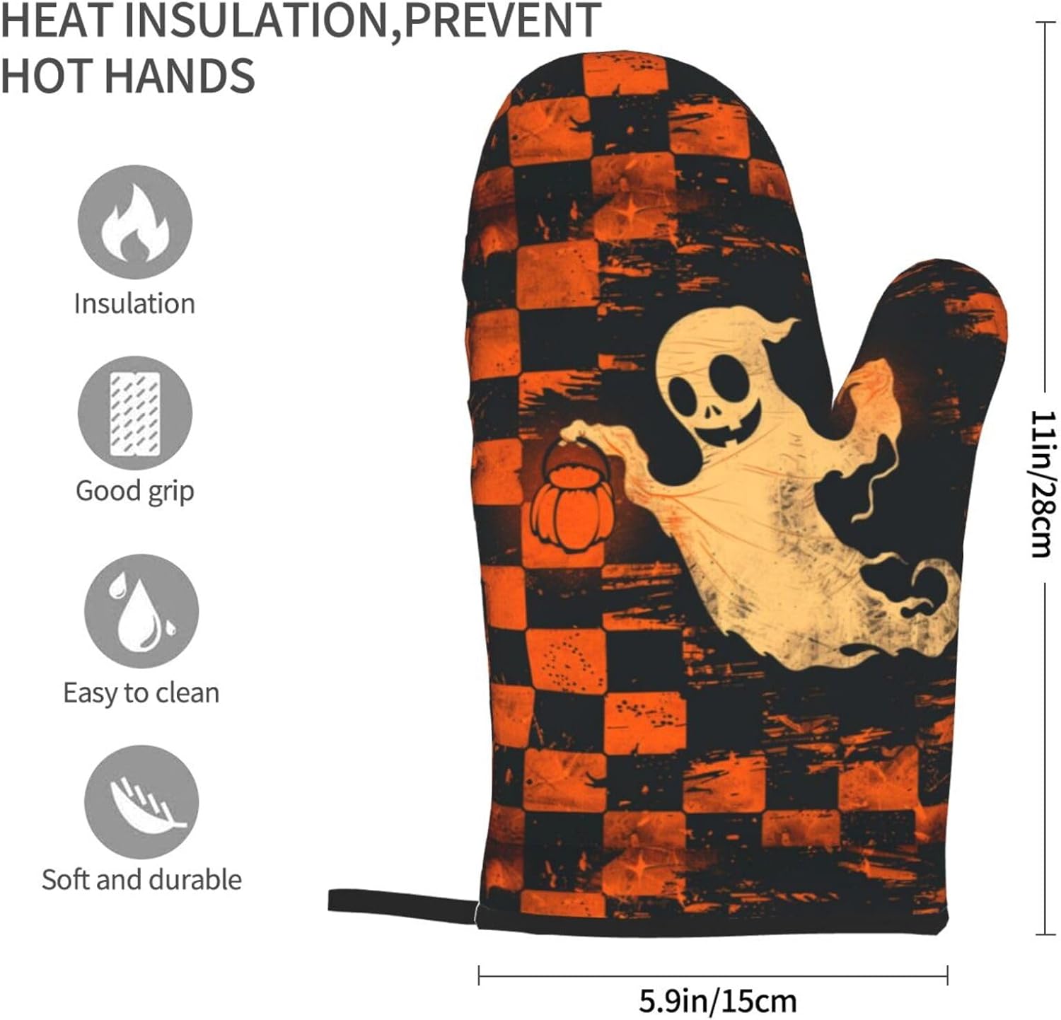 Halloween Skull Oven Mitts Heat Resistant Non-Slip Waterproof 1