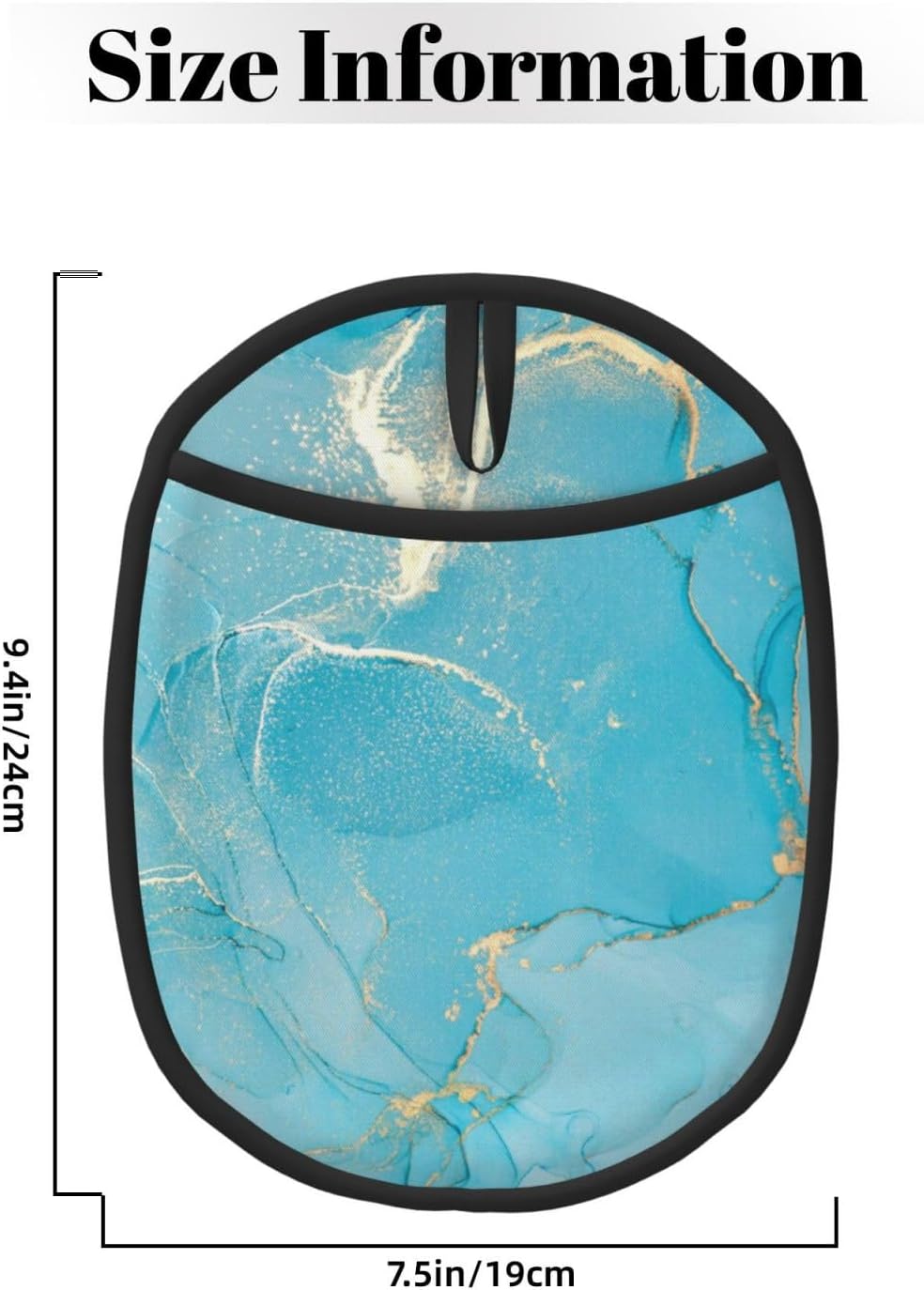 Jbofyee Heat-Resistant Silicone Potholders - Turquoise Marble 2-Piece Set