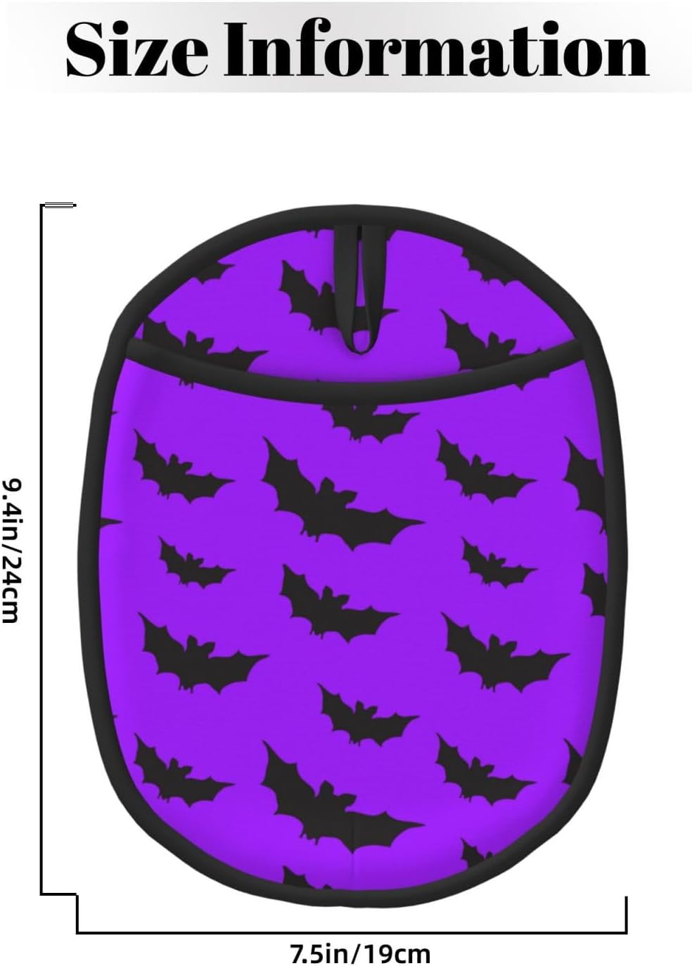 2PCS Cute Bats Halloween Oven Mitts with Pocket and Hanging Loop