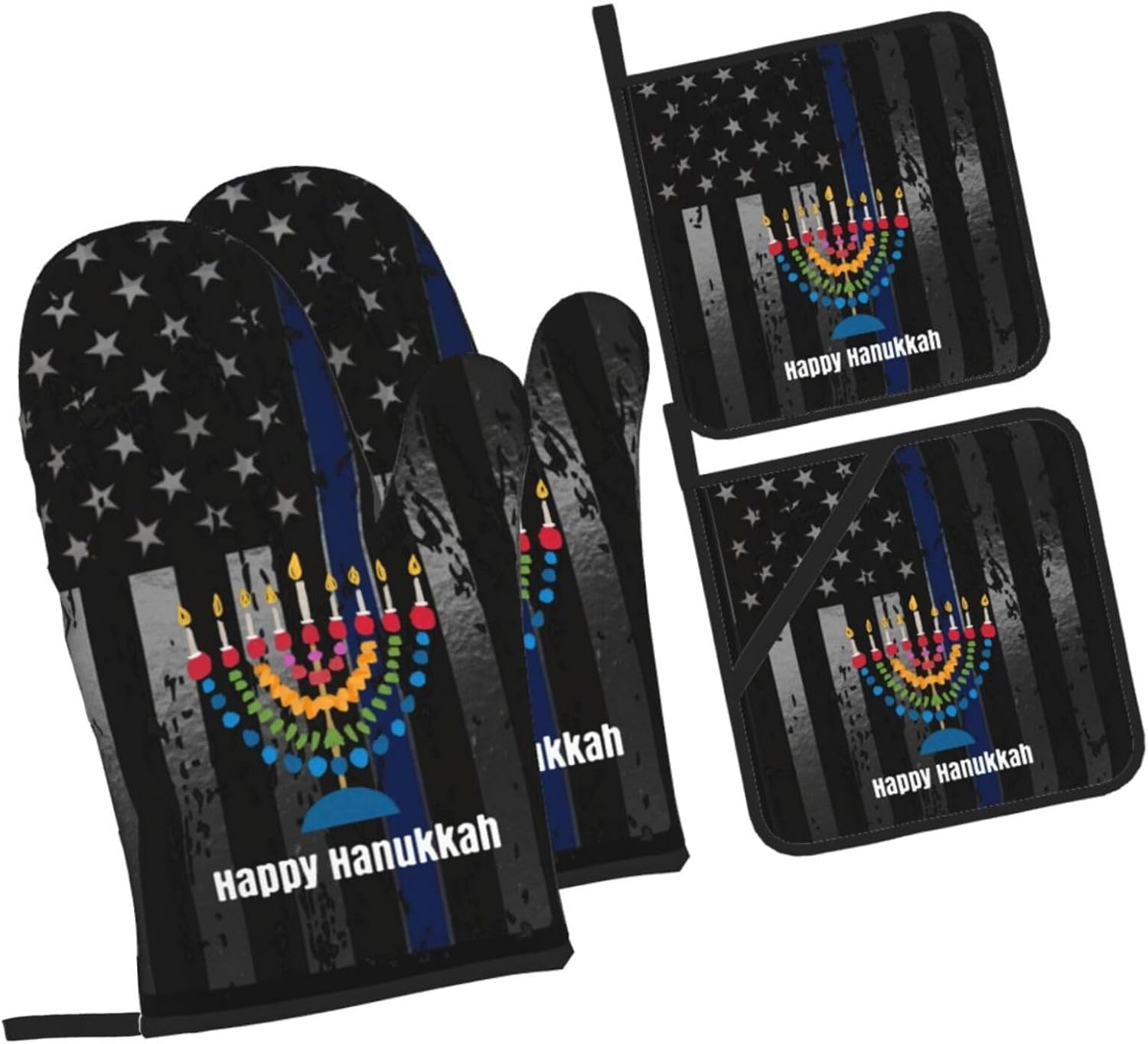 Happy Hanukkah Premium Oven Mitts Set Best