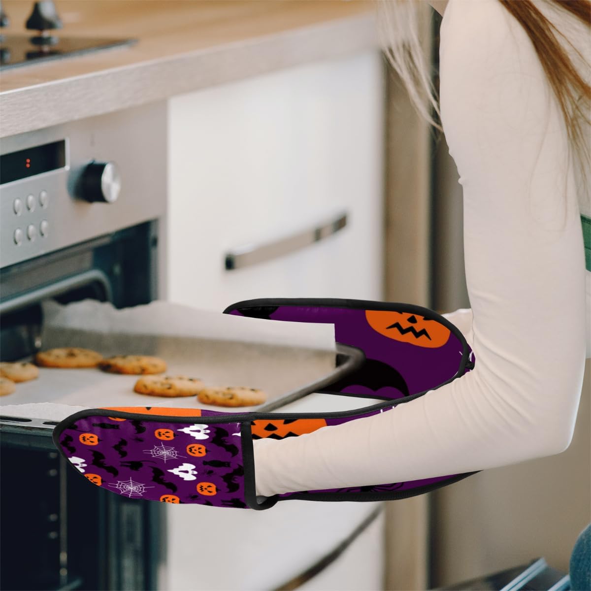 Halloween Pumpkin Double Oven Mitt Heat Resistant Kitchen Gloves