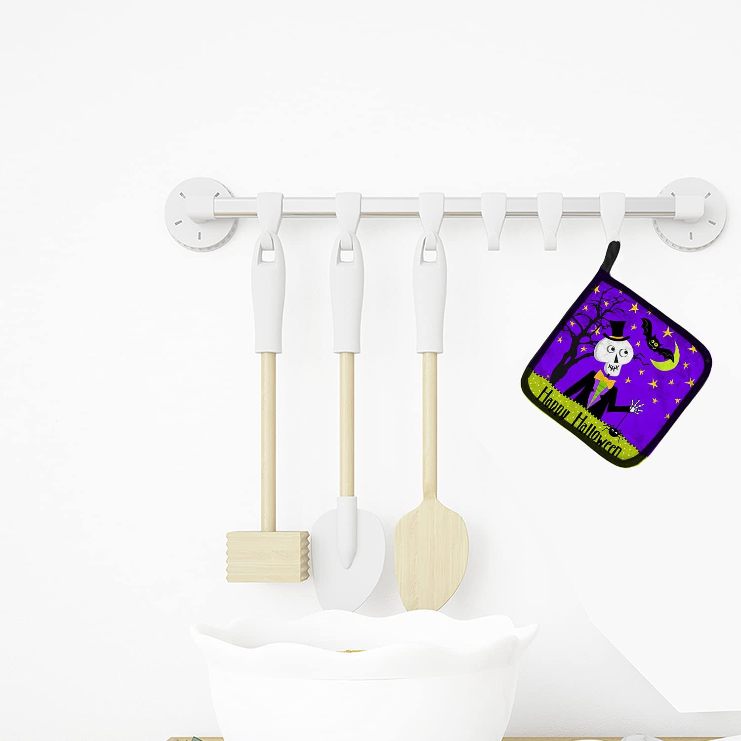 Happy Halloween Skeleton Pot Holder Pair