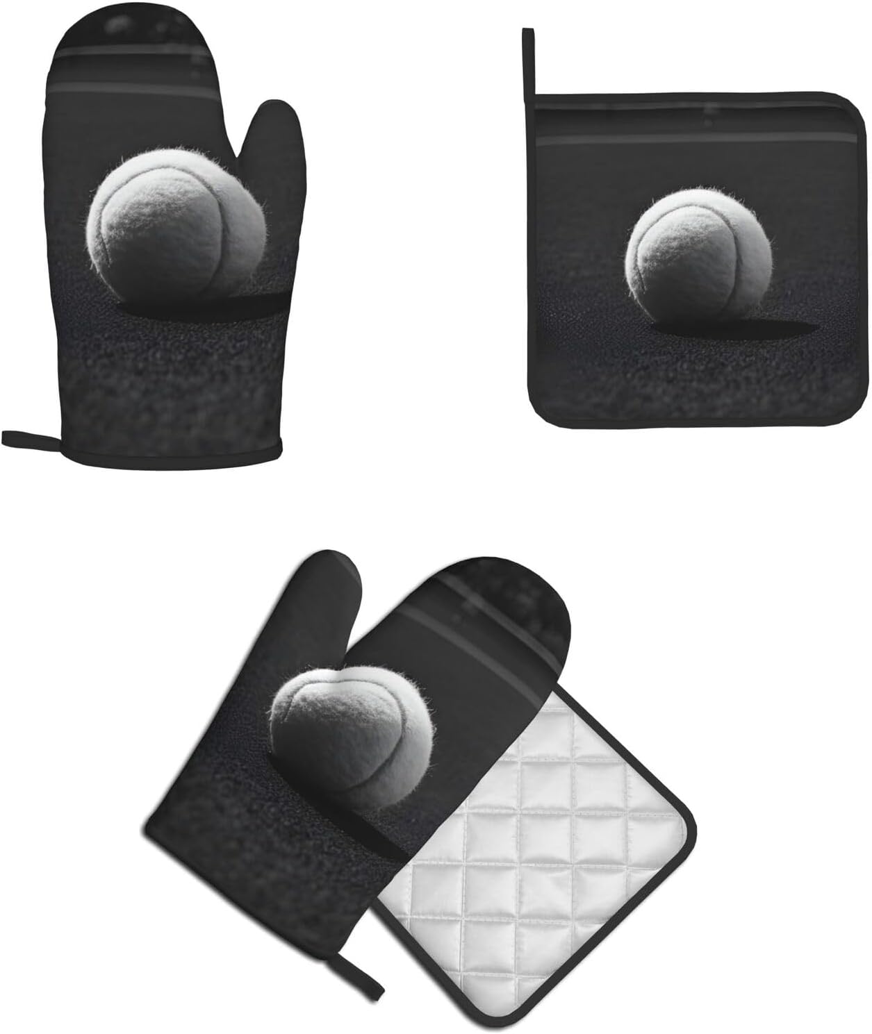 Baseball Print Oven Mitts Set