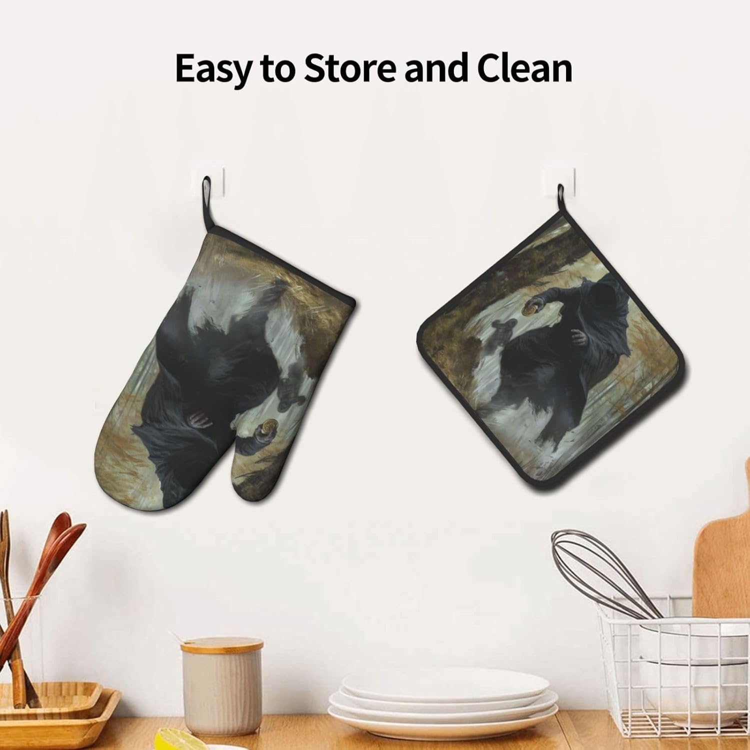 Halloween Heat-Resistant Oven Mitts Set