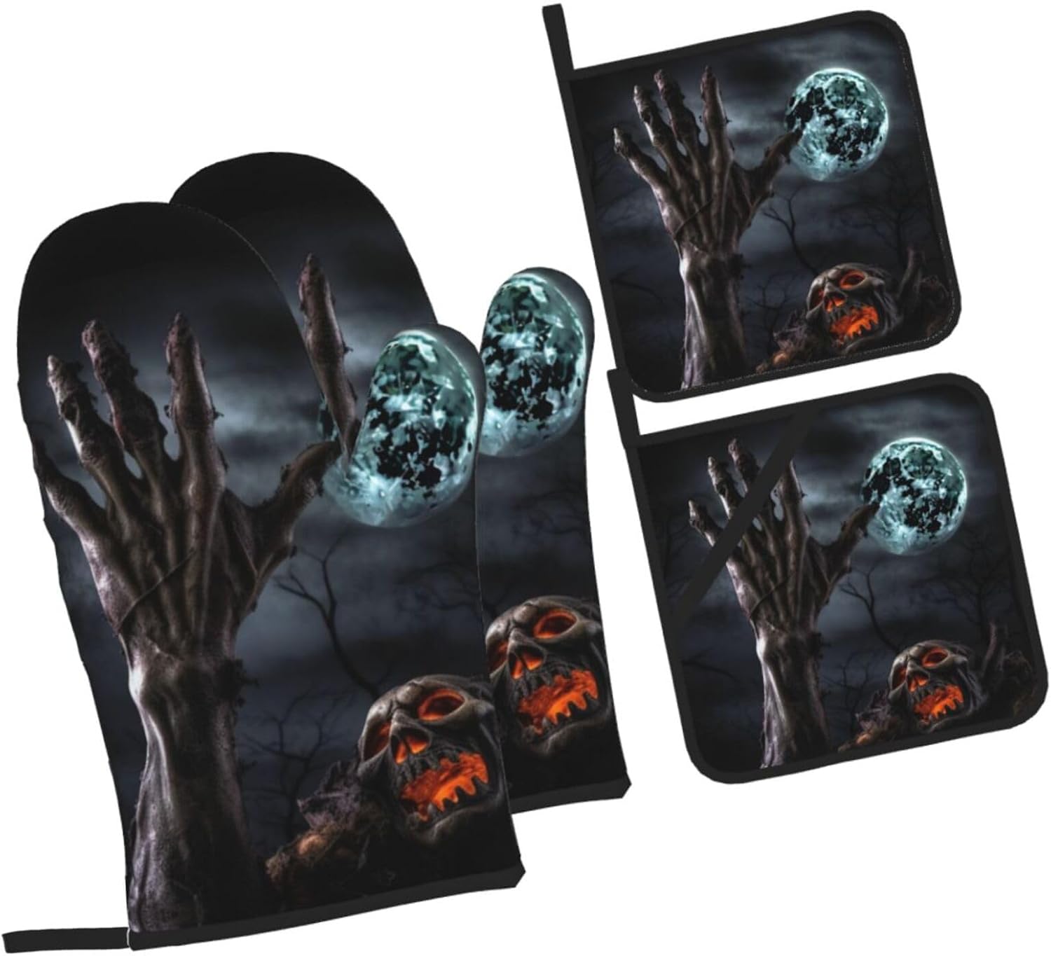 HD Halloween Zombie printed Oven Mitts Pot Holders