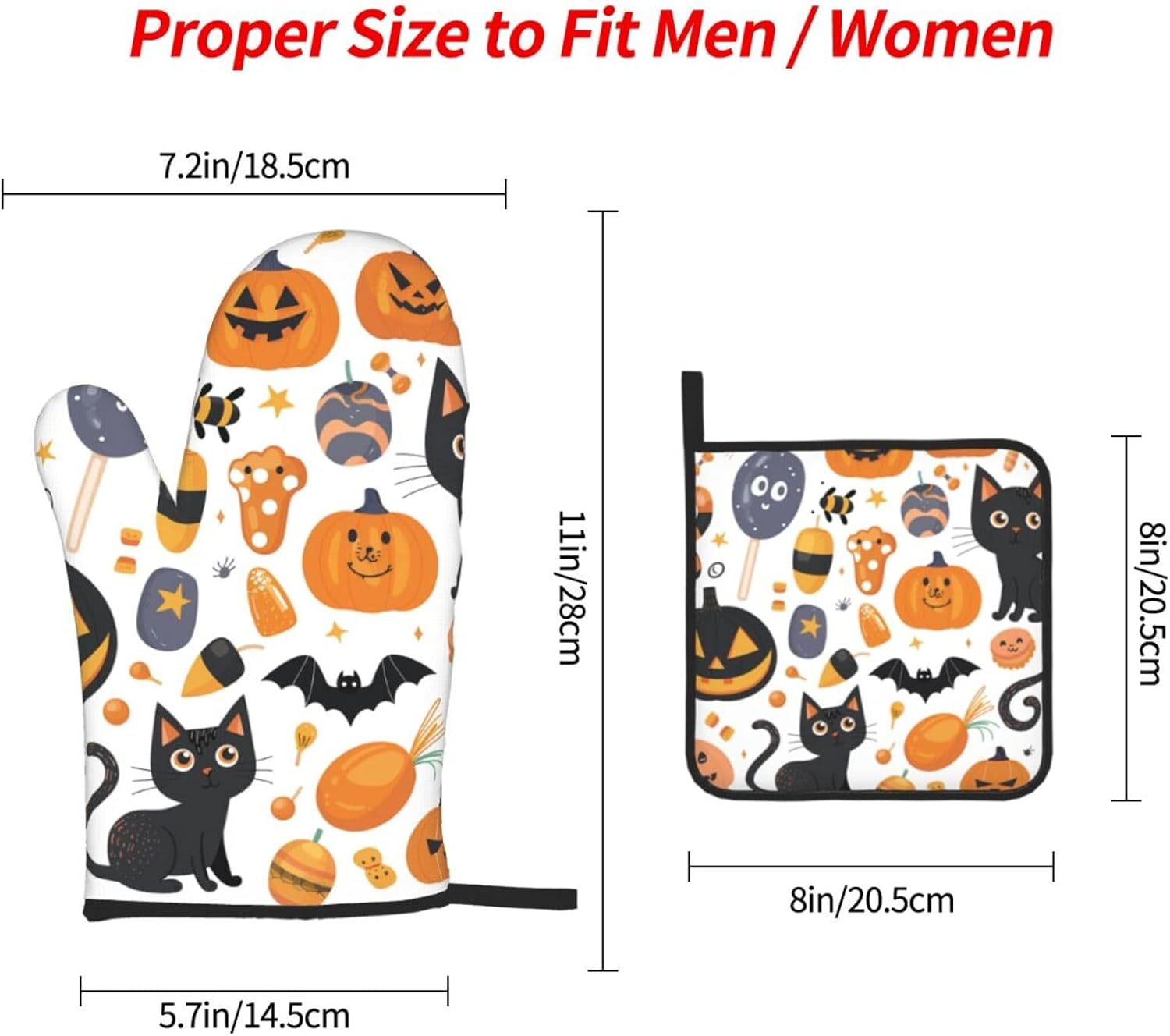 Halloween Pattern Oven Mitts Pot Holders Set