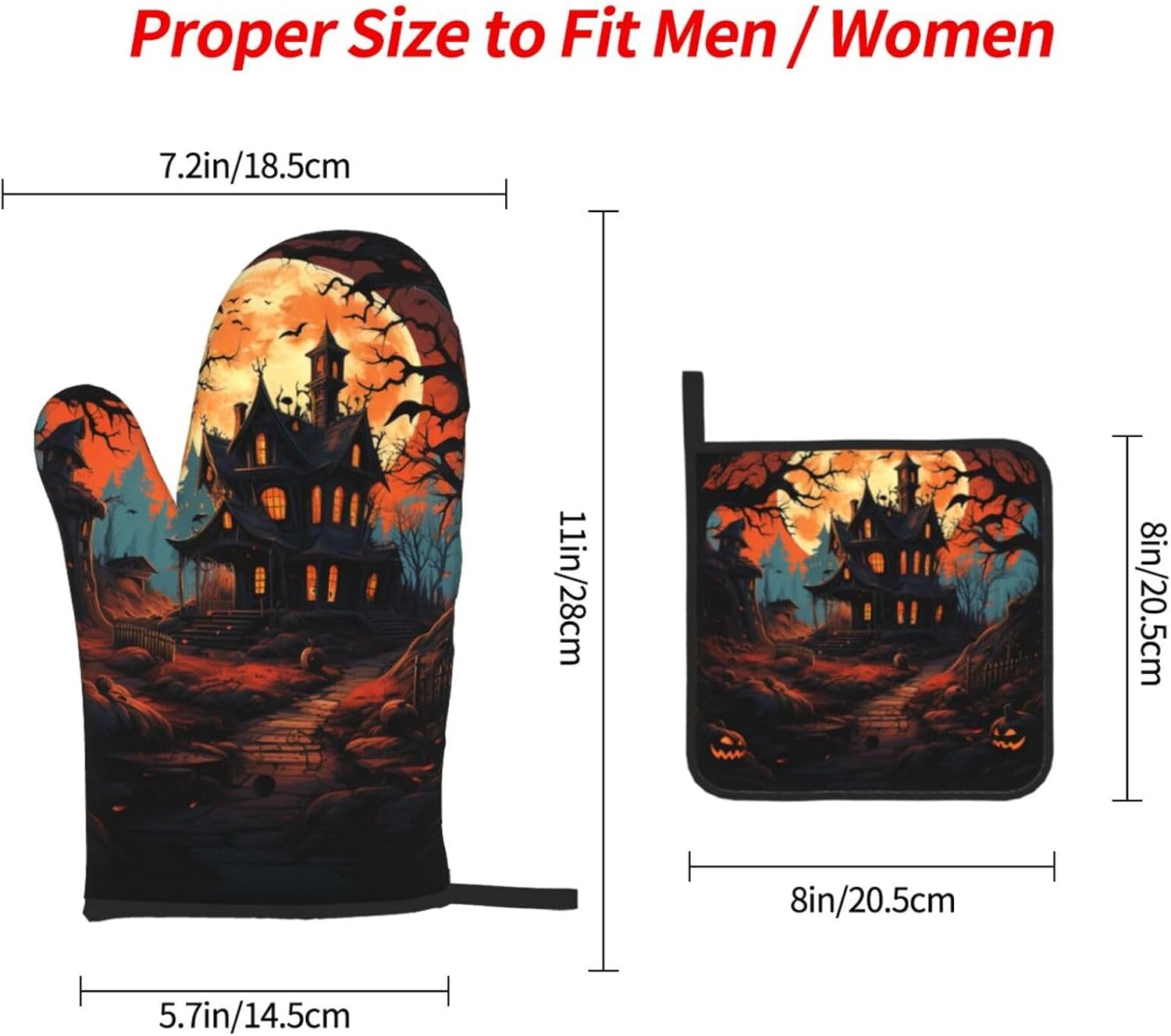 Halloween Castle Oven mitts set