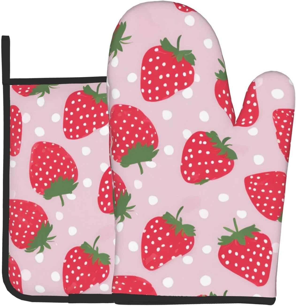Strawberry Oven Mitts and Pot Holders 2pcs Set