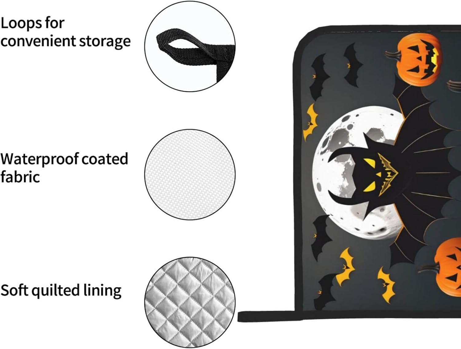 Halloween Moon Bat Pumpkins Non-Slip Heat-Resistant Pot Holder Set