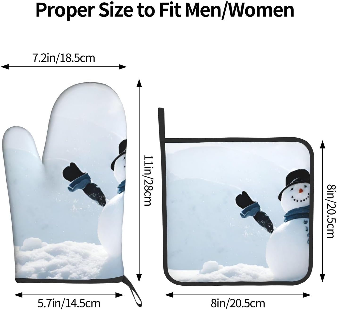 Christmas Happy Snowman Oven Mitts and Pot Holders Set