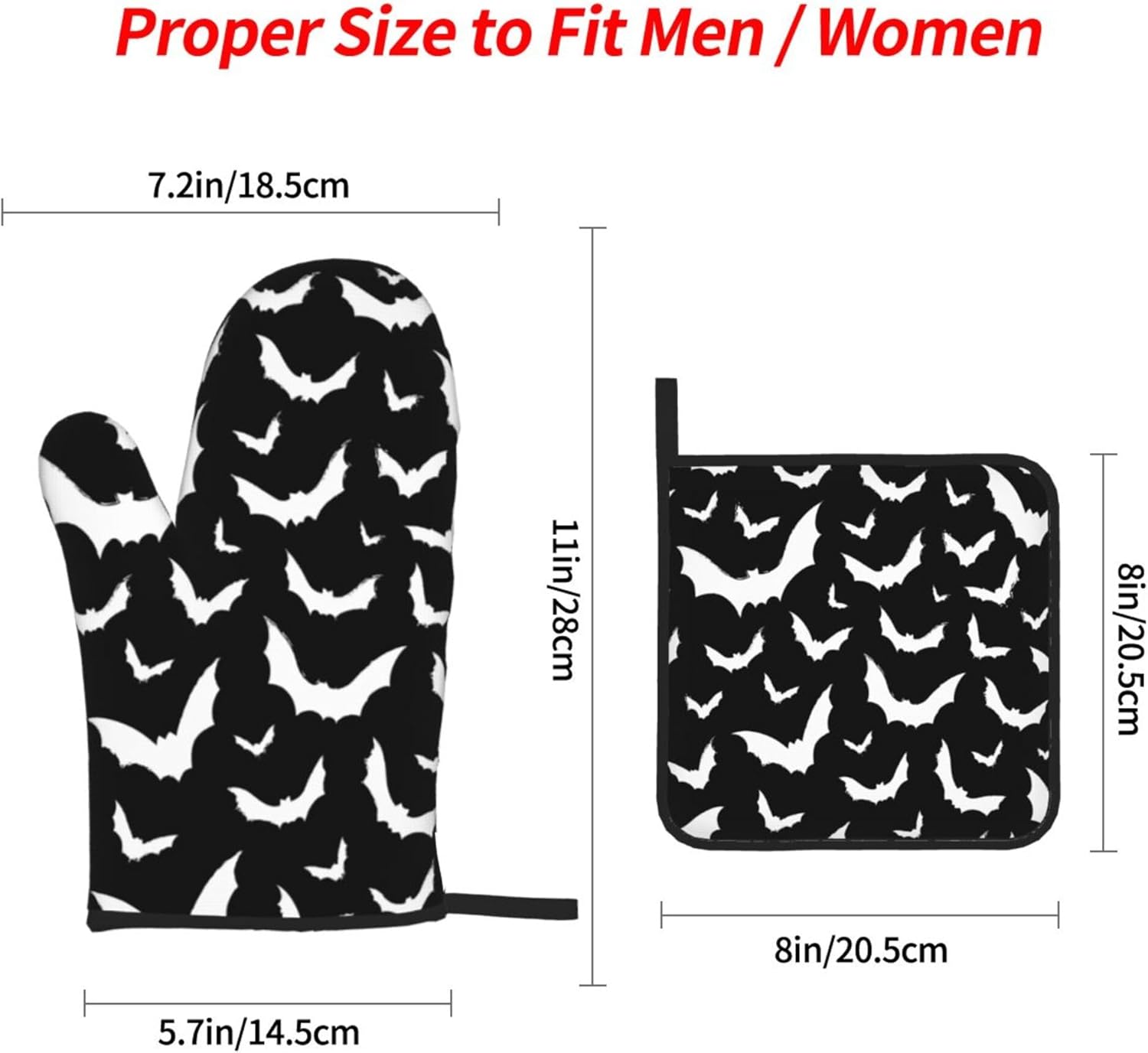 Halloween Black Cats Oven Mitts and Pot Holders Set