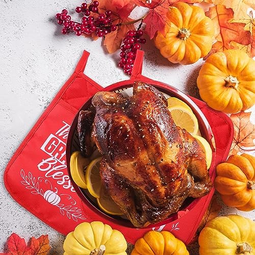 Zhehao 8 Pcs Thanksgiving Pot Holders Set with Pockets