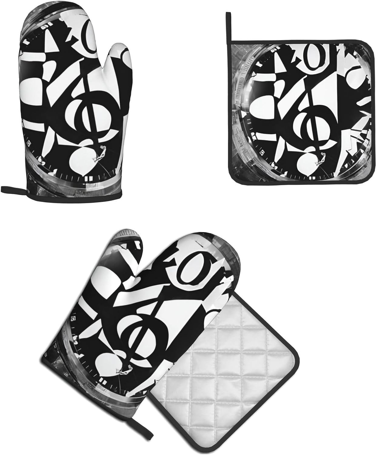 Musical Theme Oven Mitt Pot Holder Set