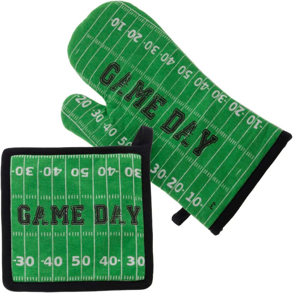 Oven Mitt Pot Holder Set Football Fever