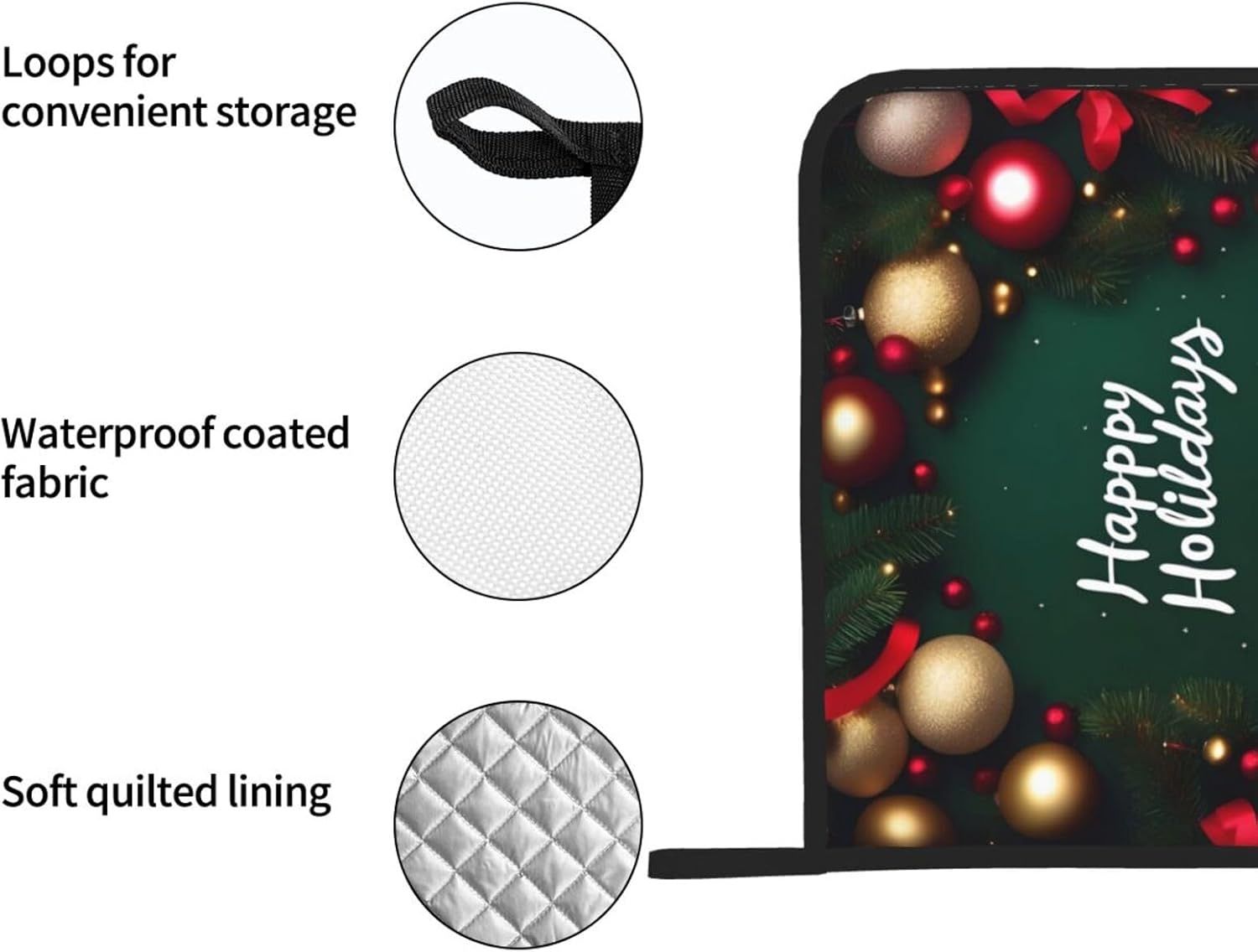 CHRYSM Happy Holidays Potholders 2-Pack Heat Resistant