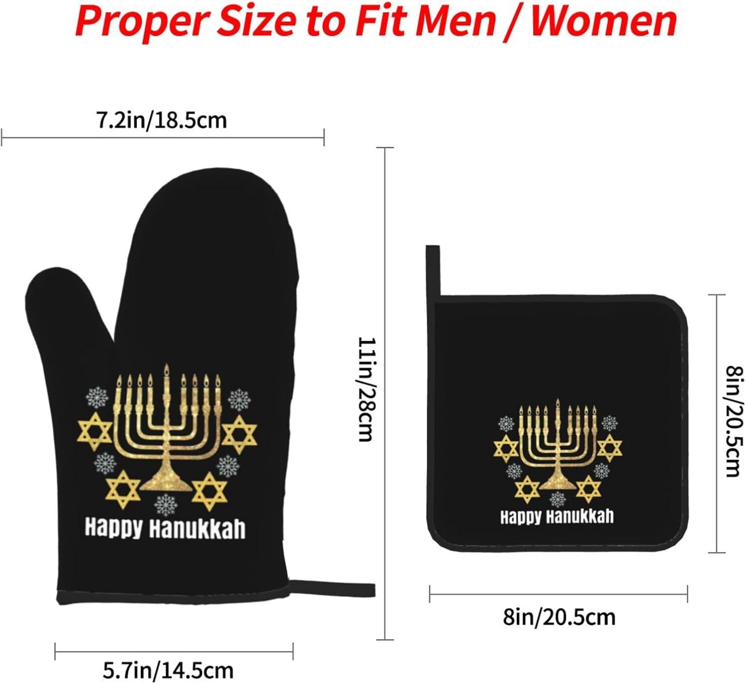 RqwaaedHappy Hanukkah Oven Mitts Set Heat-Resistant-Premium Oven Mitts